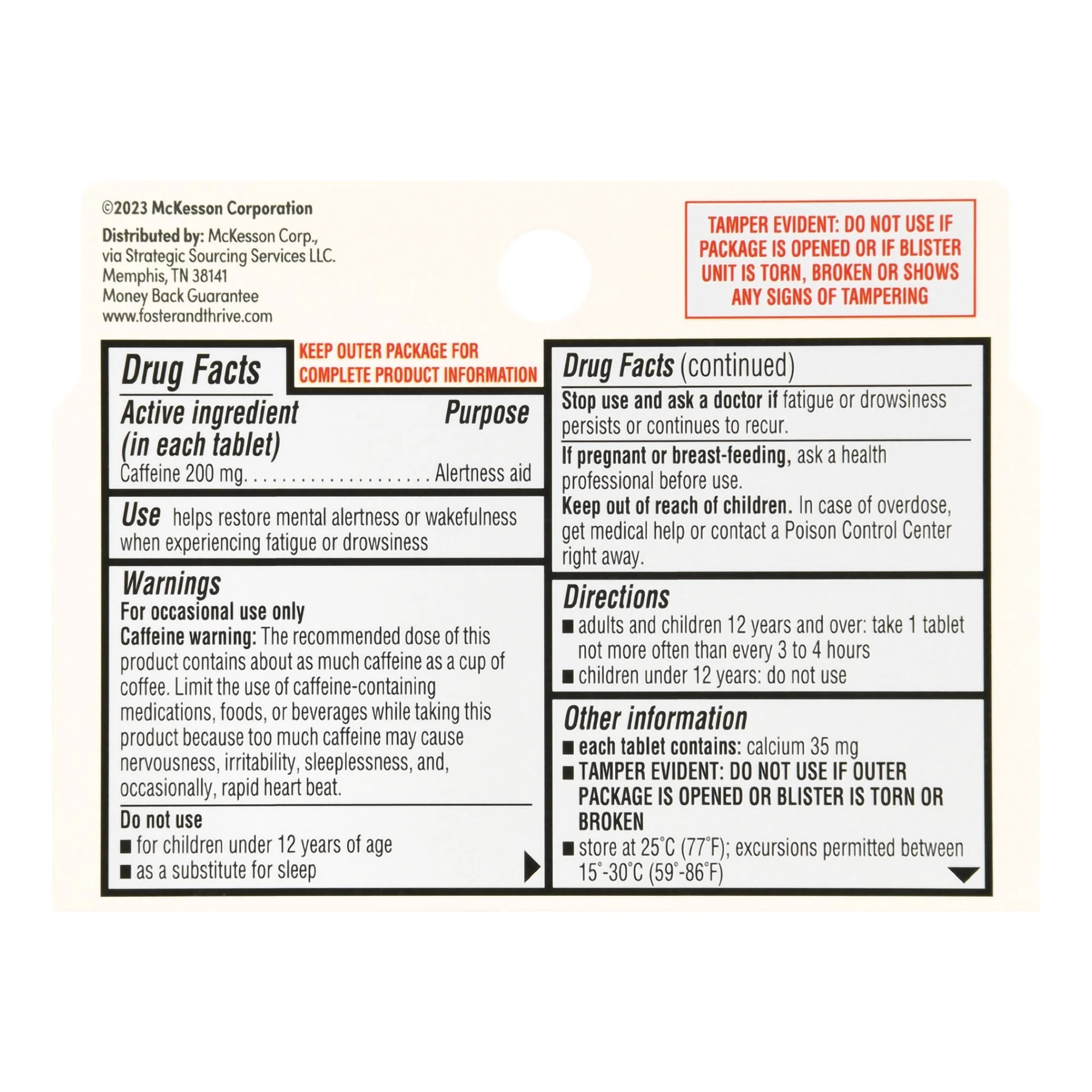McKesson Brand Foster & Thrive Stay Awake Caffeine 200 mg Tablets - Image 2
