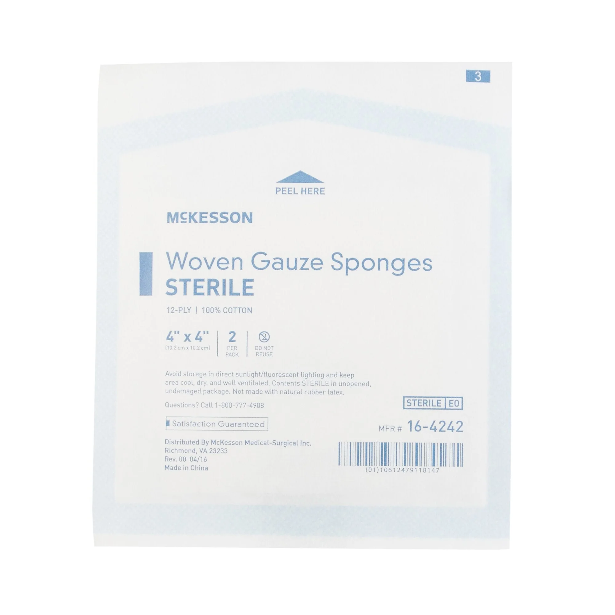 McKesson Brand McKesson Sterile Gauze Sponge, 4 x 4 Inch, 12-Ply (600/CS) - Image 3