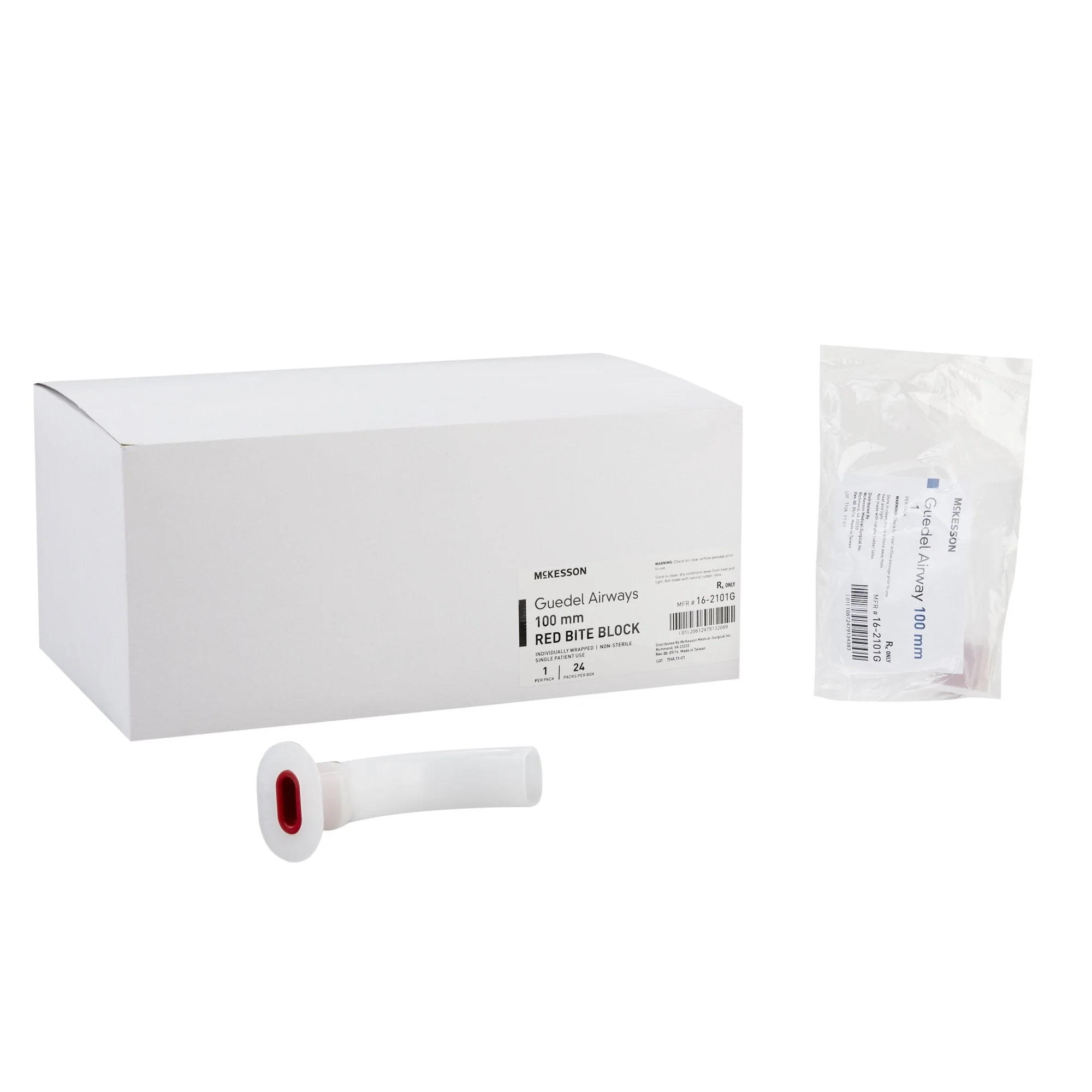 Guedel Oropharyngeal Airway McKesson Red 100 mm Length ISO 10 NonSterile Adult