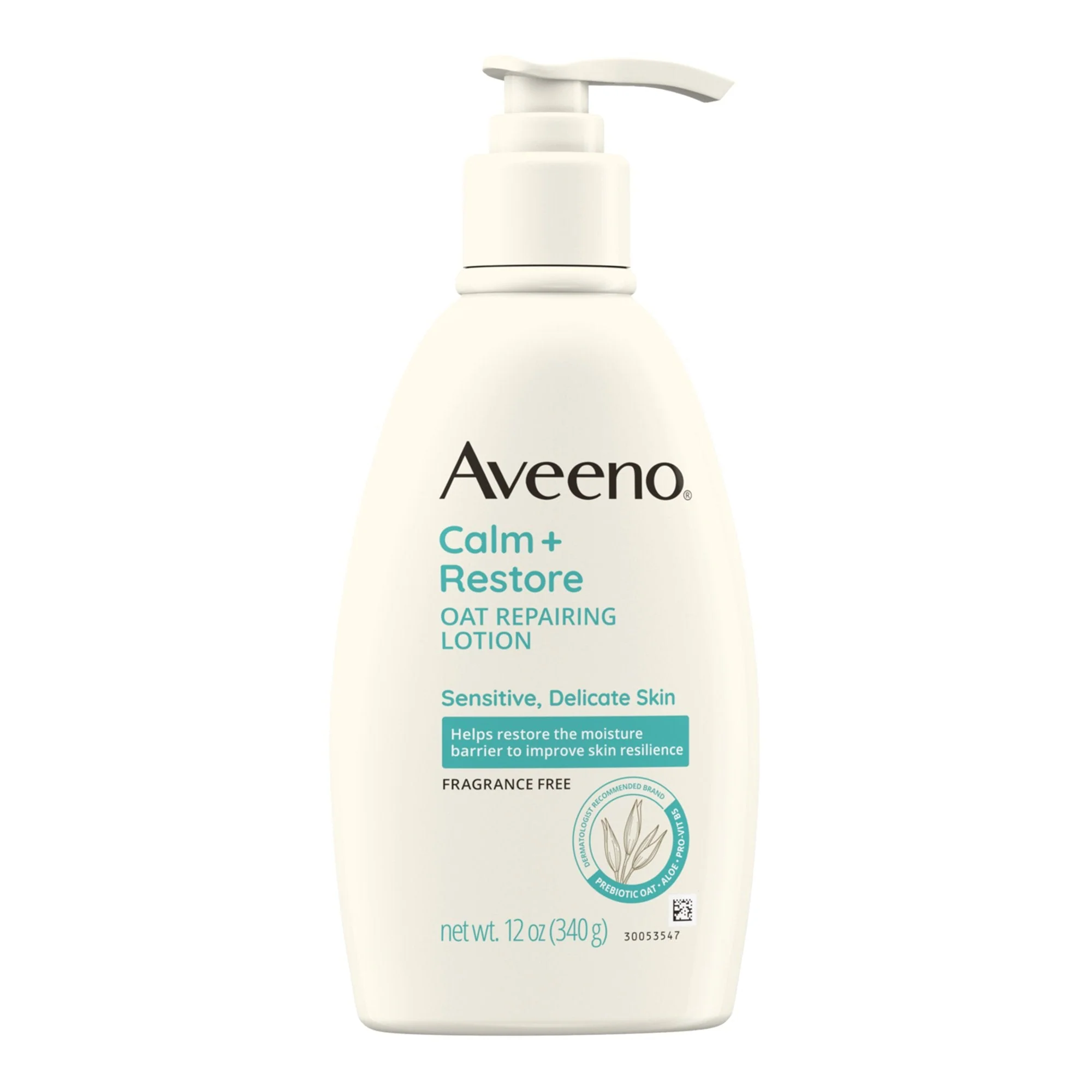 J & J Sales Aveeno Calm + Restore Oat Repairing Lotion Fragrance Free, 12-ounce Pump Bottle