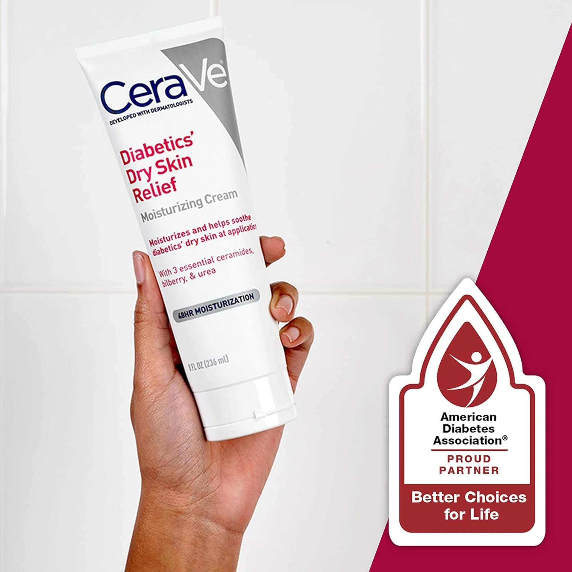 Loreal USA CeraVe Diabetics' Dry Skin Relief Moisturizing Cream, 8-ounce Tube - Image 4