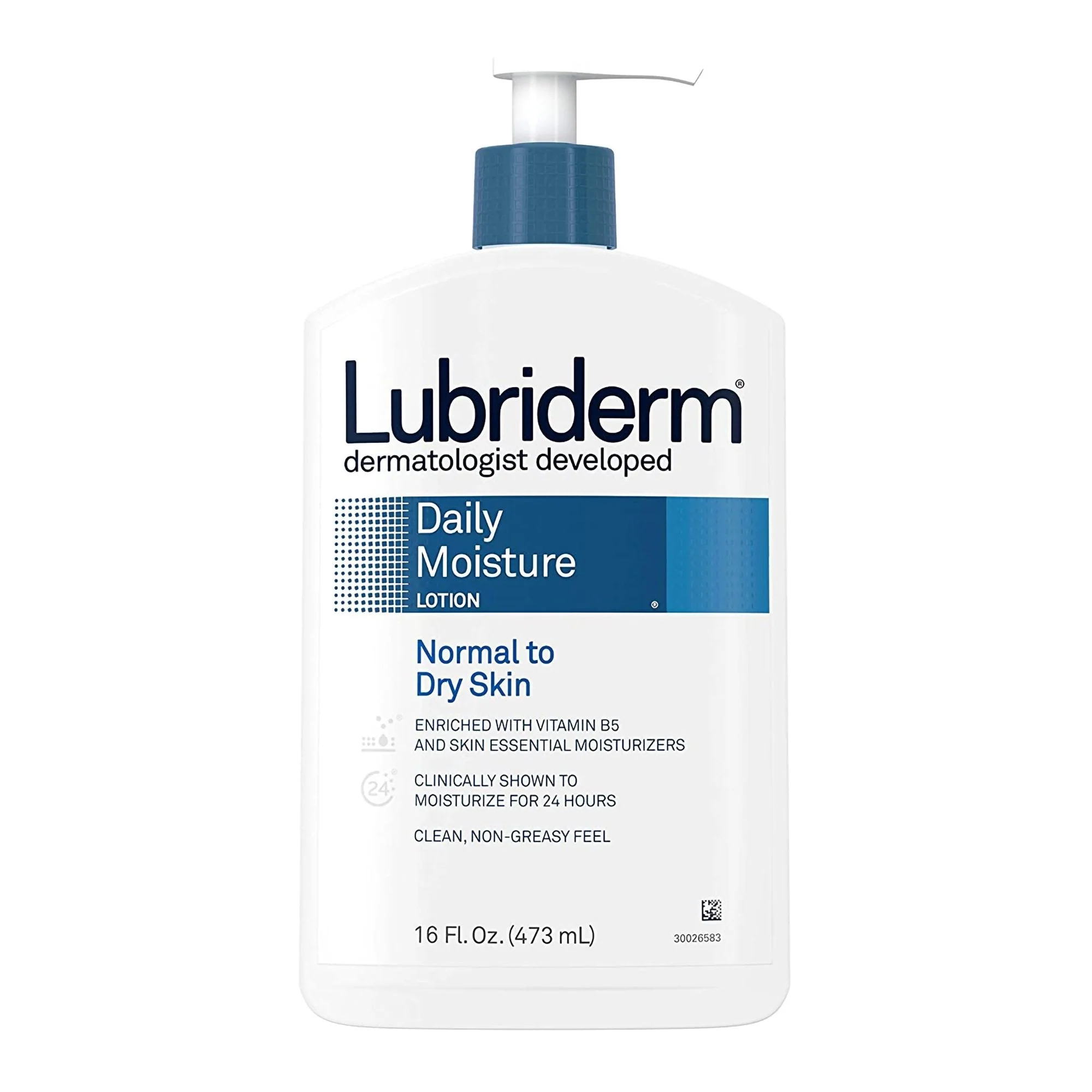 J & J Sales Lubriderm Daily Moisture Lotion Unscented, 16-ounce Pump Bottle
