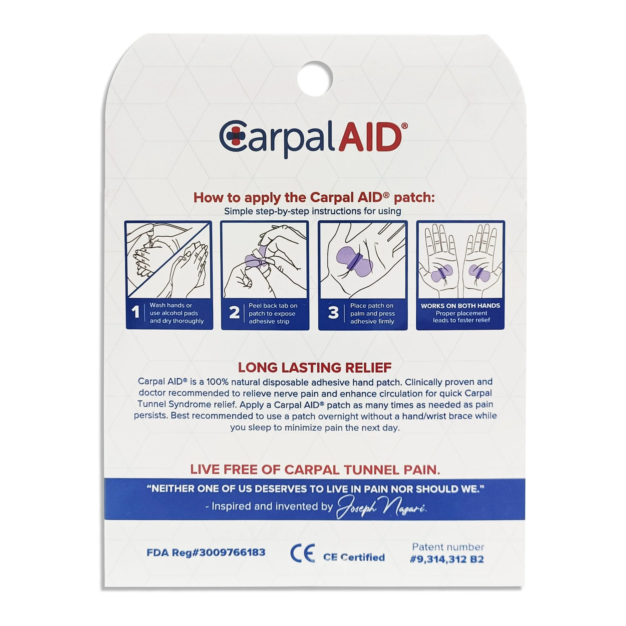 Carpal AID LLC Carpal Aid Patch Hand-Based Carpal Tunnel Support (1440/CS) - Image 2