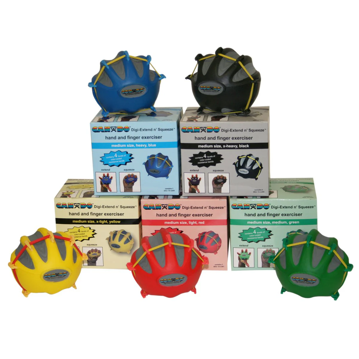 Fabrication Enterprises Digi-Extend n' Squeeze Finger / Hand Exerciser, Medium Resistance (5/ST)