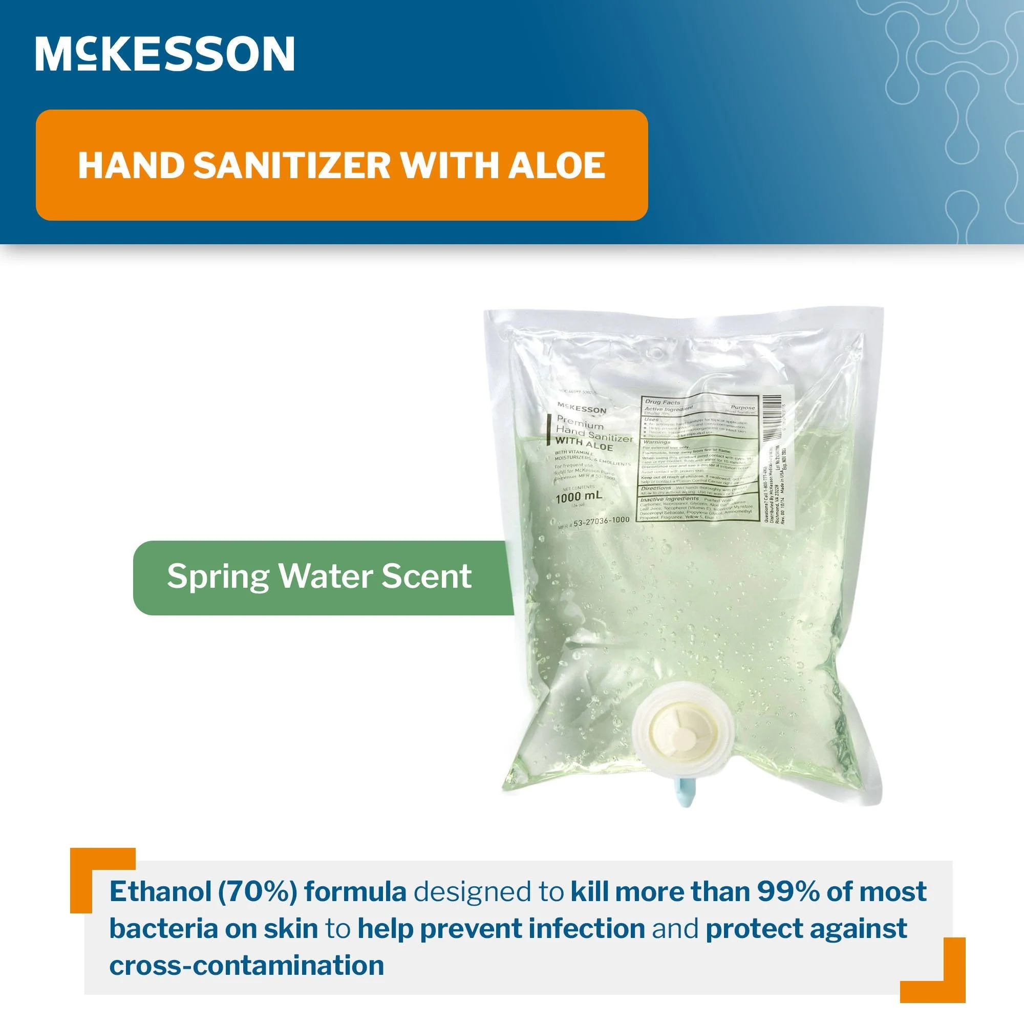 McKesson Brand McKesson Gel Hand Sanitizer with Aloe 1000 mL (10/CS) - Image 3