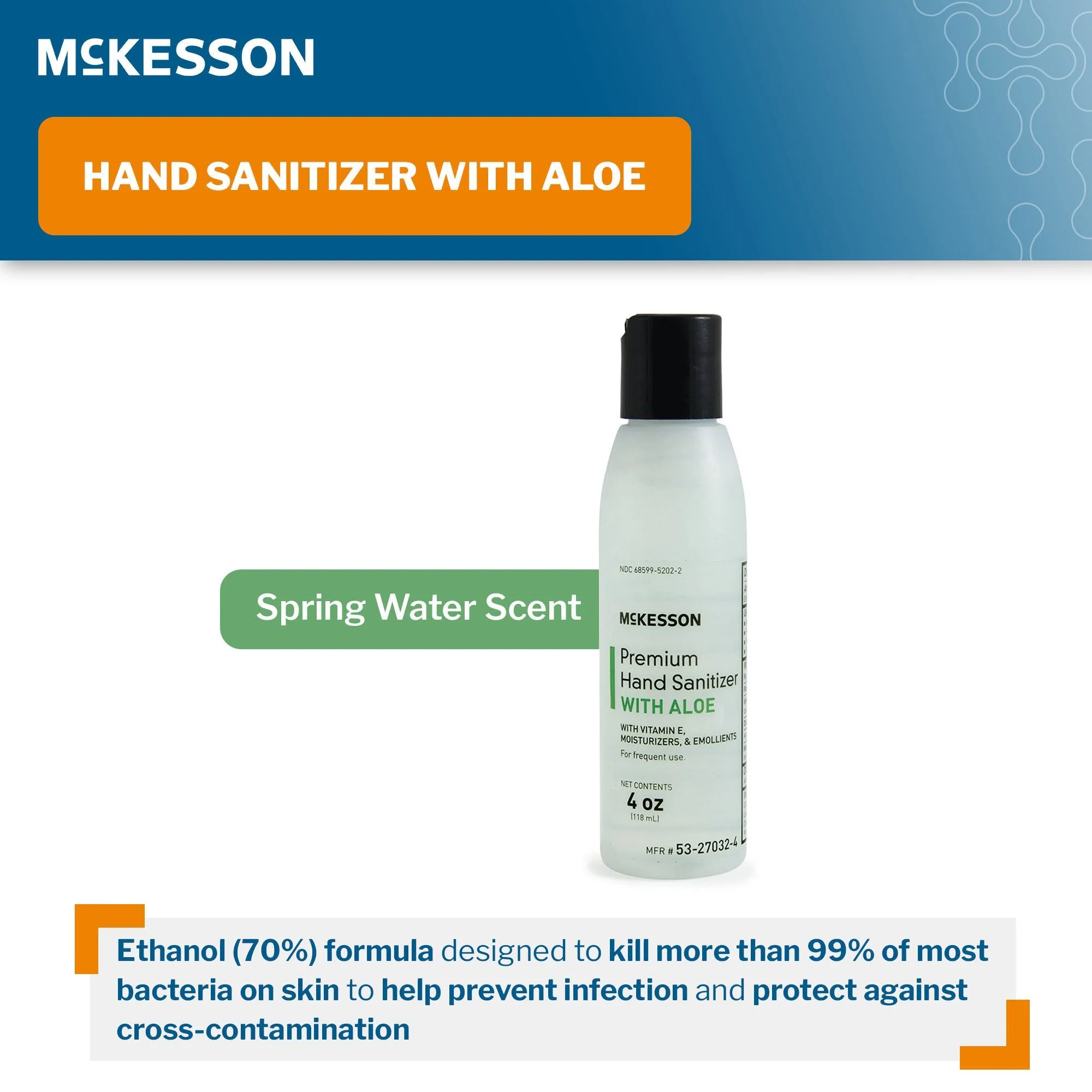 McKesson Brand McKesson Premium Hand Sanitizer With Aloe, Ethyl Alcohol Gel, 4-ounce Bottle (24/CS) - Image 3