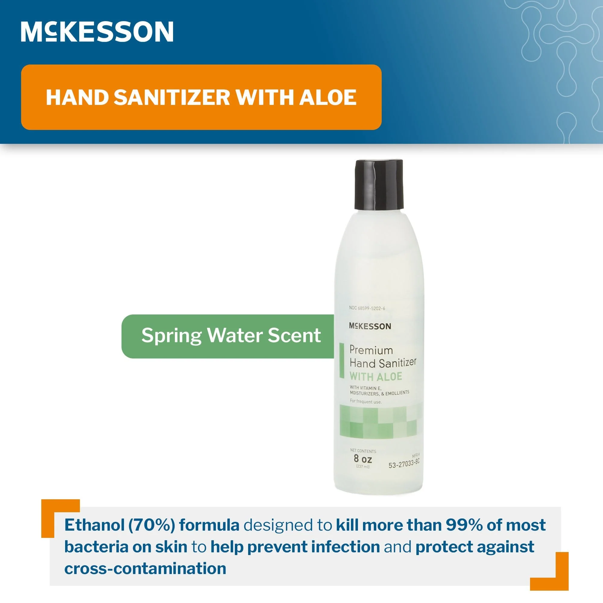 McKesson Brand McKesson Premium Hand Sanitizer with Aloe, 8-ounce Bottle (48/CS) - Image 3