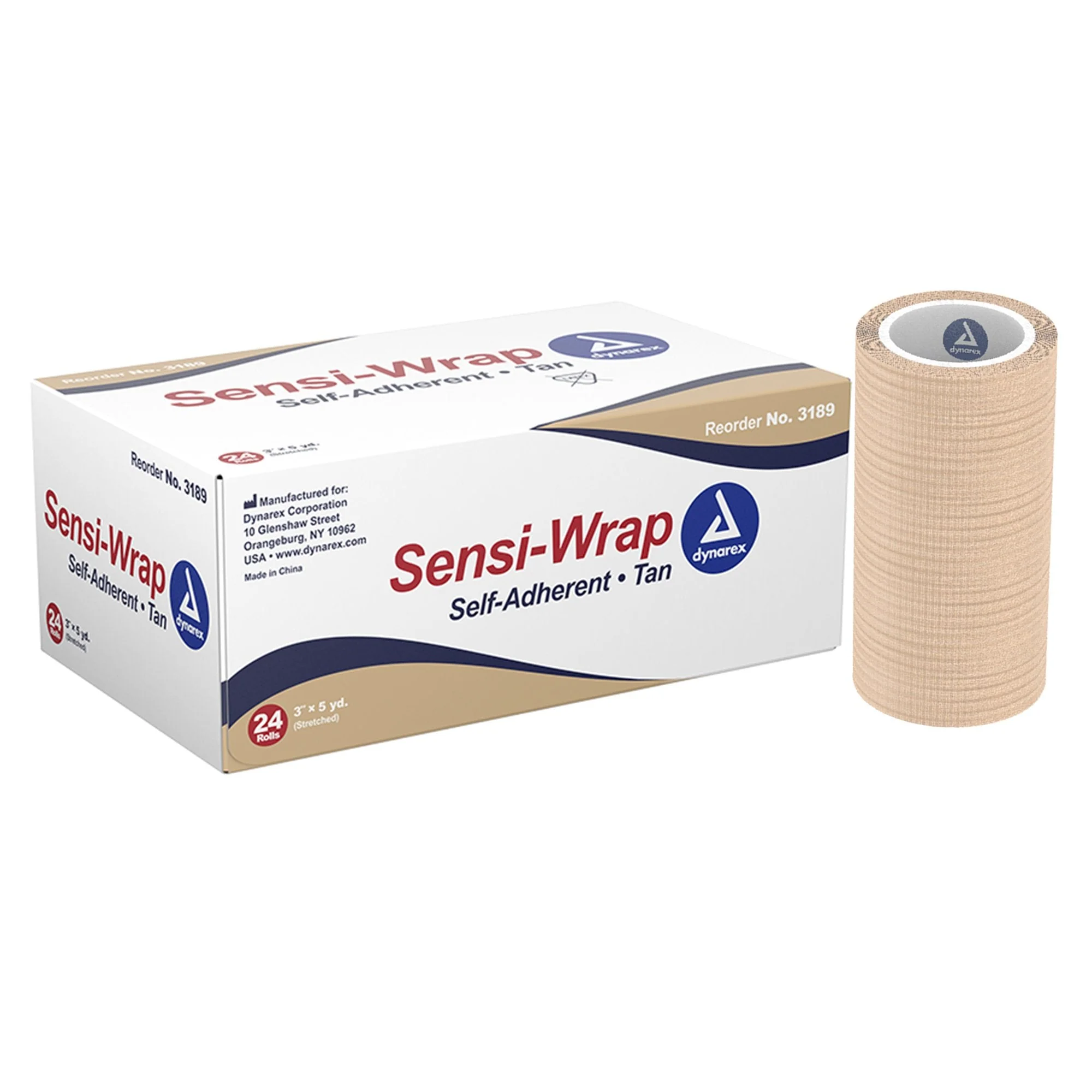 Dynarex Sensi-Wrap Self-adherent Closure Cohesive Bandage, 3 Inch x 5 Yard (24/CS)