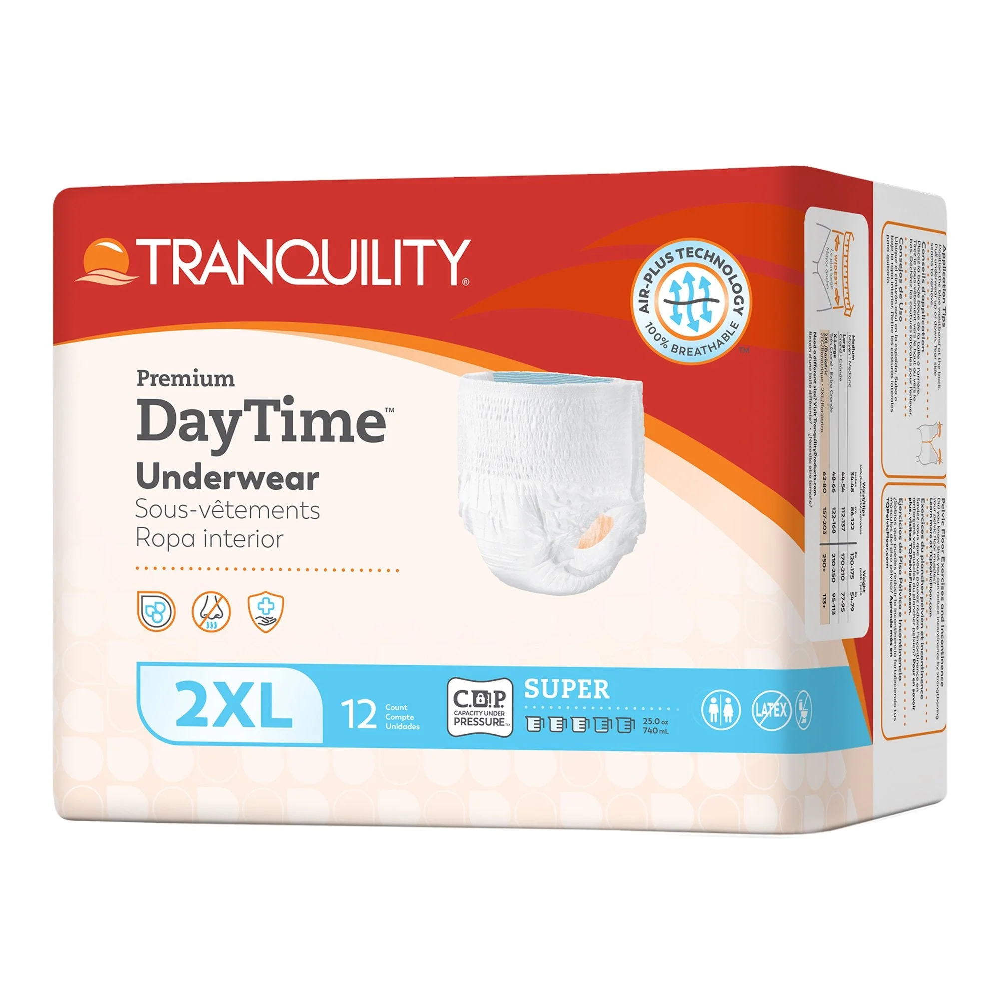 Principle Business Enterprises Tranquility Premium DayTime Disposable Absorbent Underwear, 2XL (48/CS)