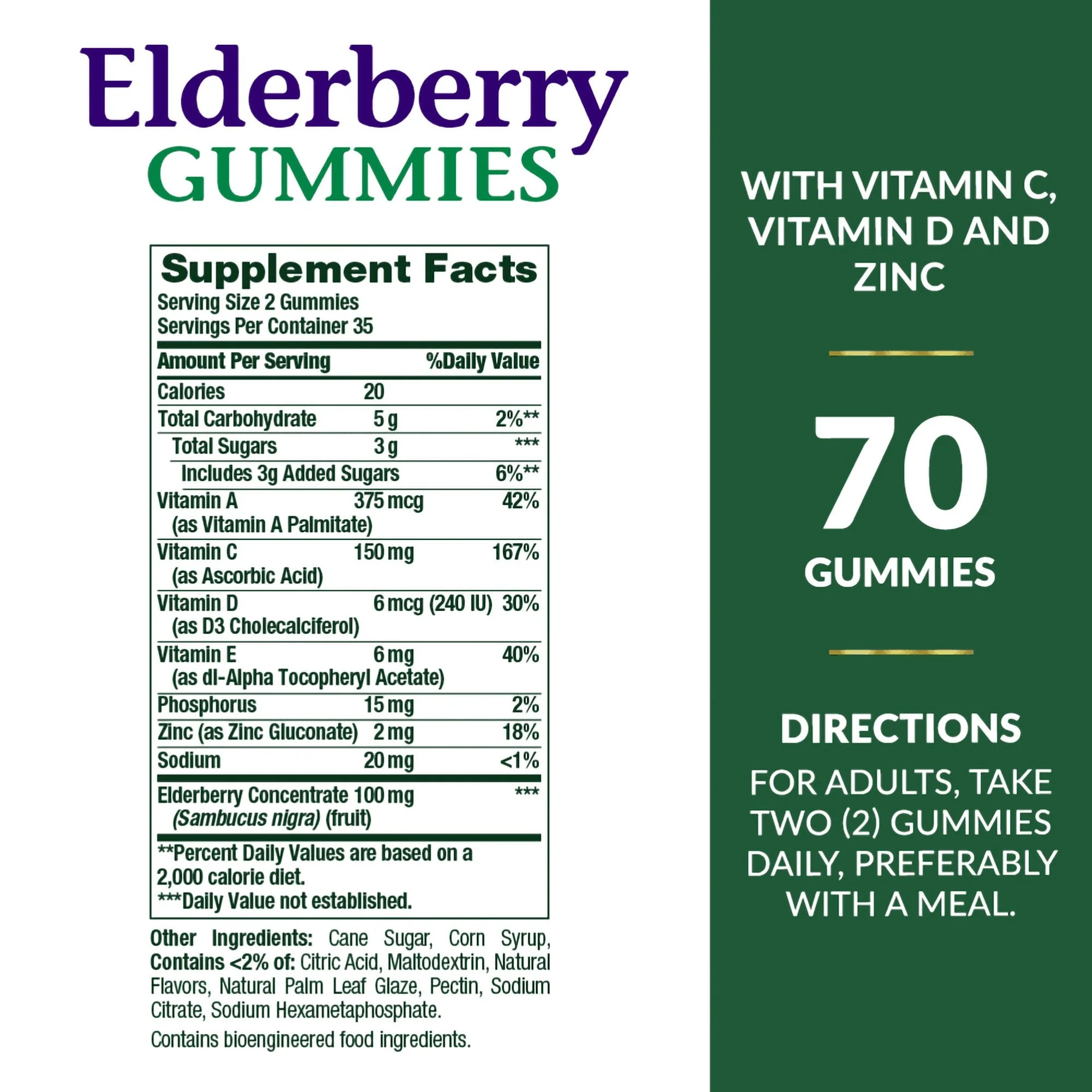 US Nutrition Nature's Bounty Elderberry Gummies - Image 2