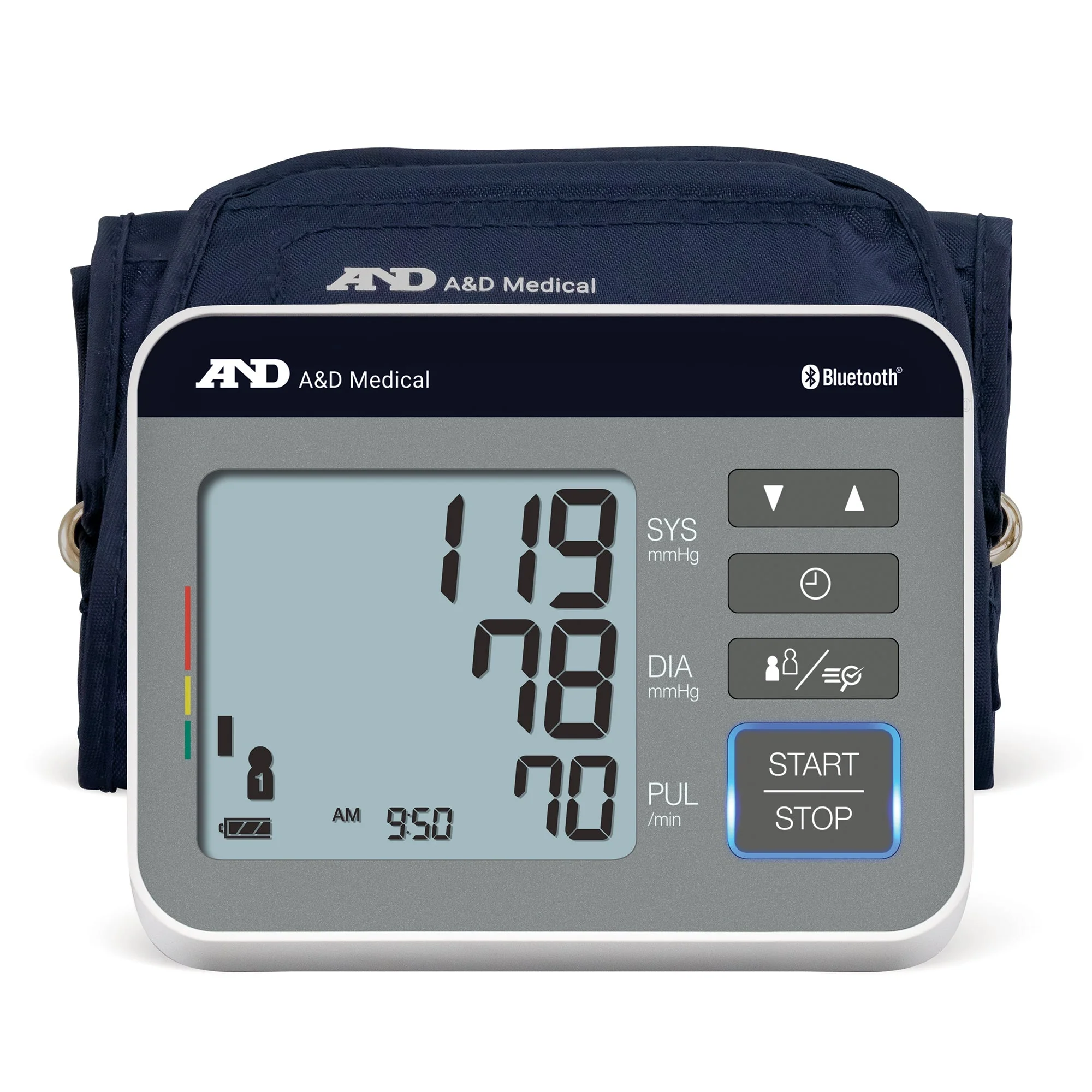 A&D Engineering Home Automatic Digital Blood Pressure Monitor AND Wide Cuff Arm Nylon Cuff 22 to 42 cm Desk Model - Image 2