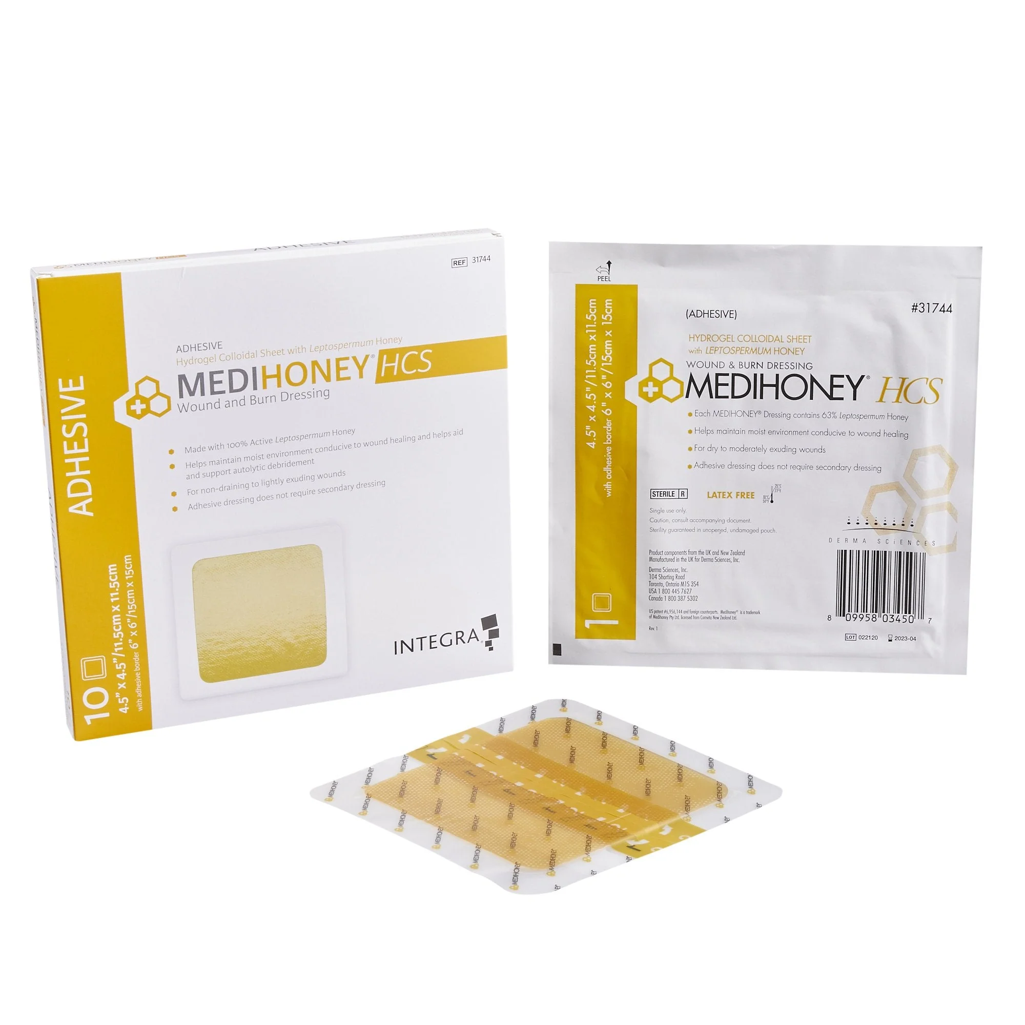 Honey Wound Dressing MEDIHONEY HCS Square 4-1/2 X 4-1/2 Inch