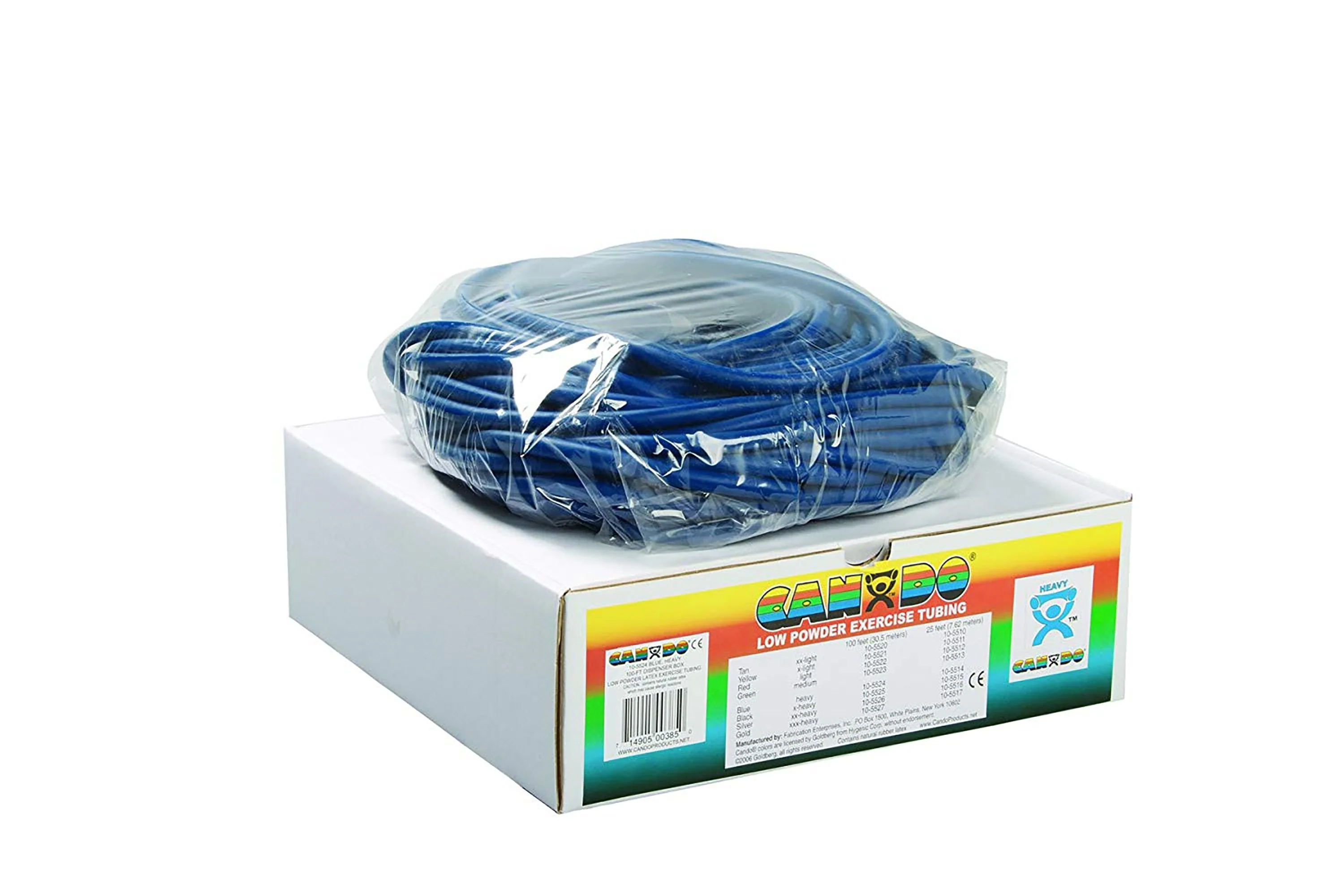 Fabrication Enterprises CanDo Low Powder Exercise Resistance Tubing, Blue, 100', Heavy Resistance