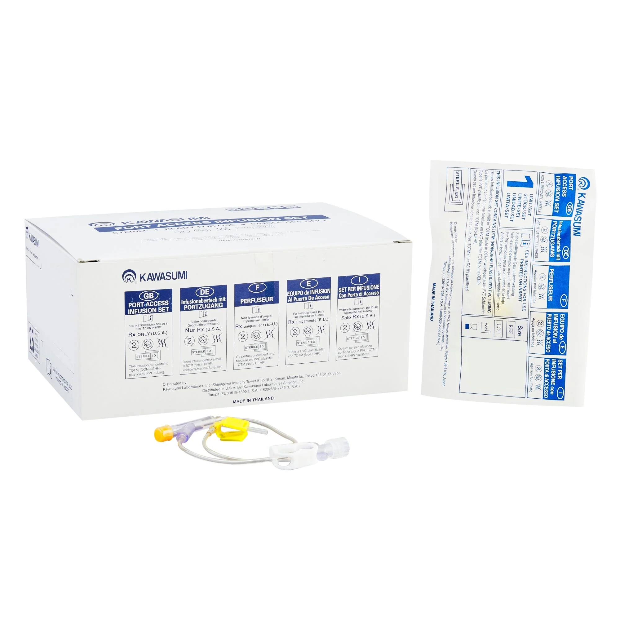 Huber Infusion Set Kawasumi 20 Gauge 1 Inch 11 Inch Tubing Y-Site Port