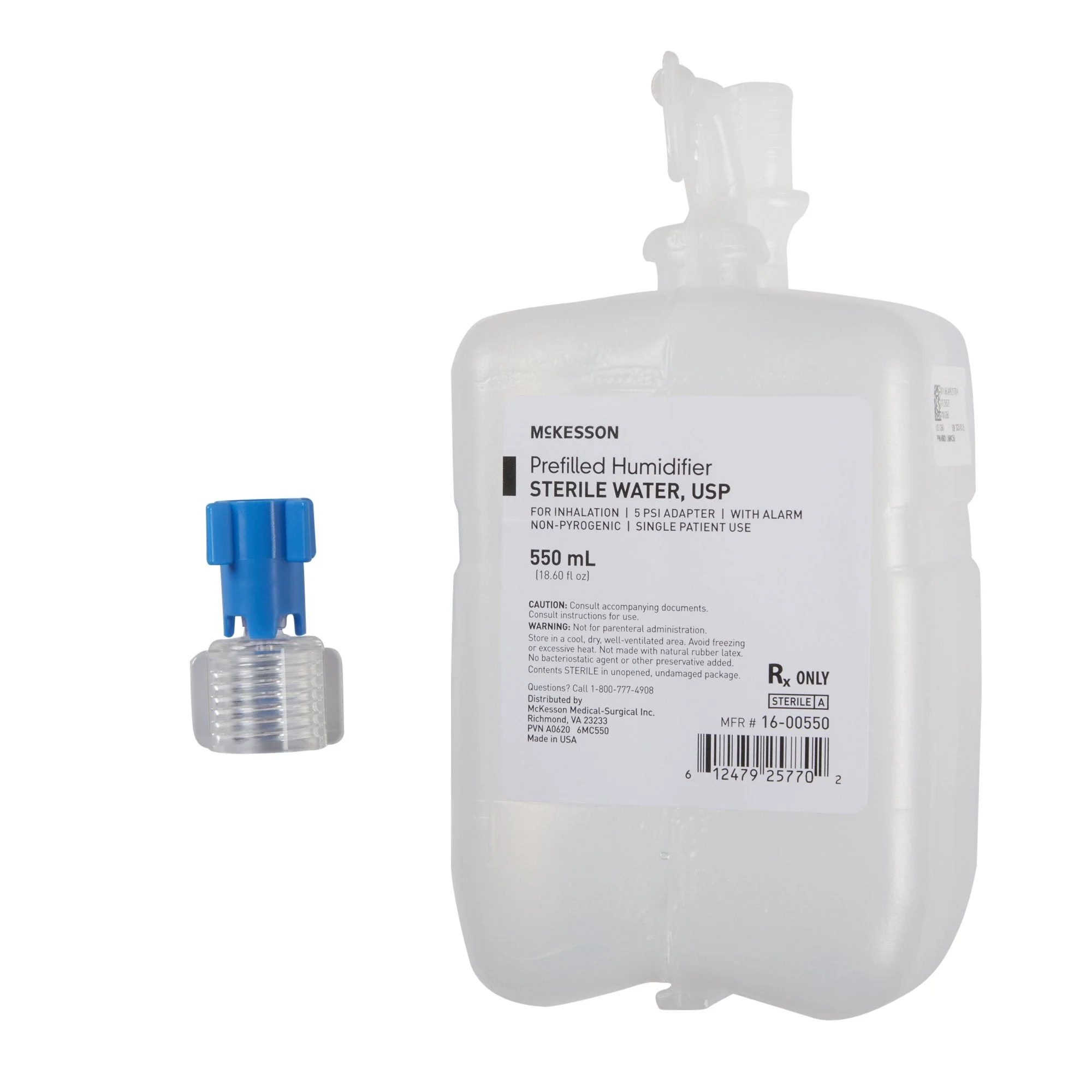 Humidifier Bottle with Adapter McKesson 550 mL Sterile Water Adult / Pediatric