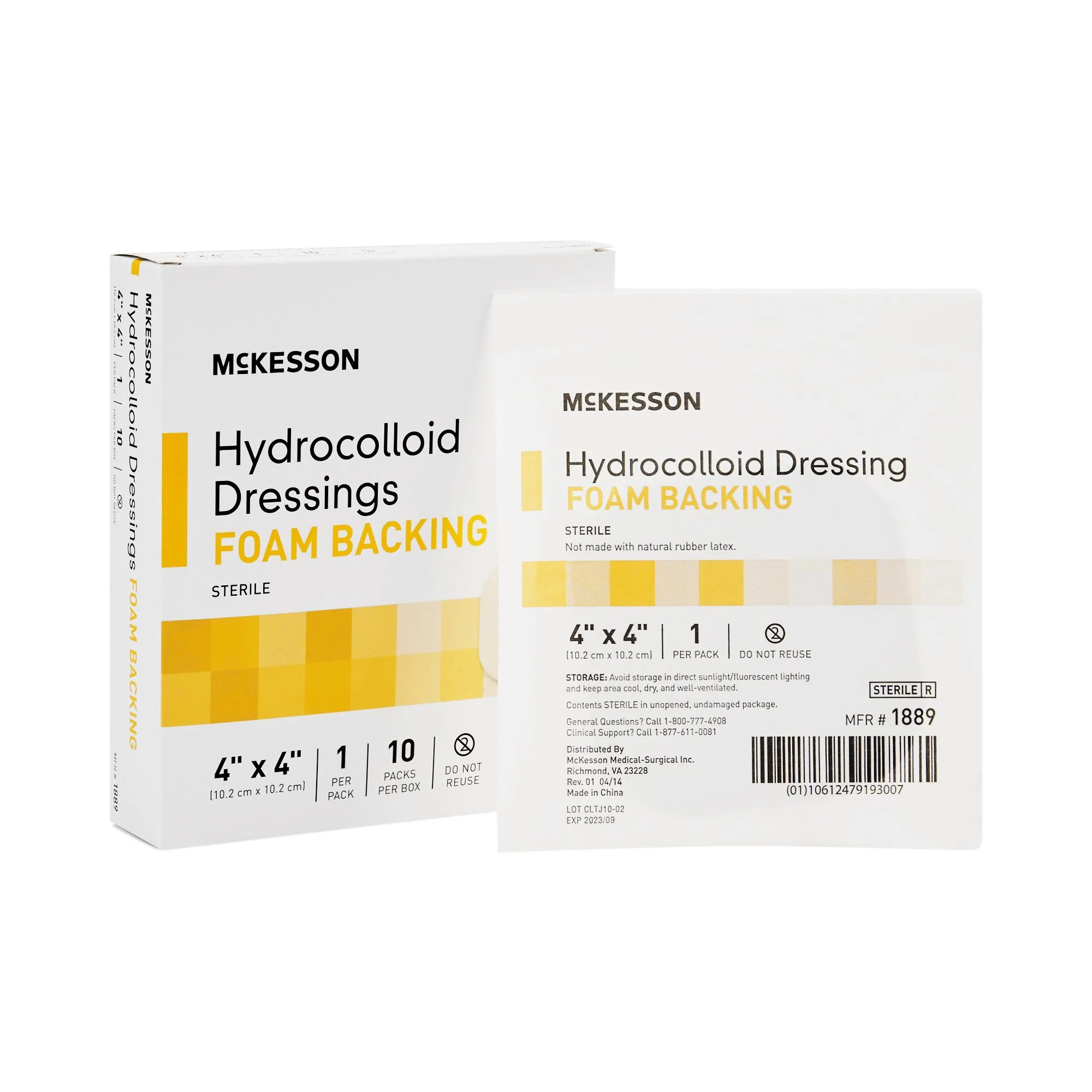 McKesson Brand McKesson Hydrocolloid Dressing with Foam Backing, 4 x 4 Inch (100/CS)