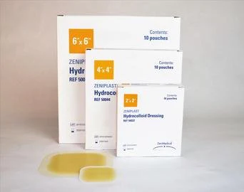 Hydrocolloid Dressing Zeniplast Waterproof Film Backing 4 X 4 Inch Square Hydrocolloid / Film