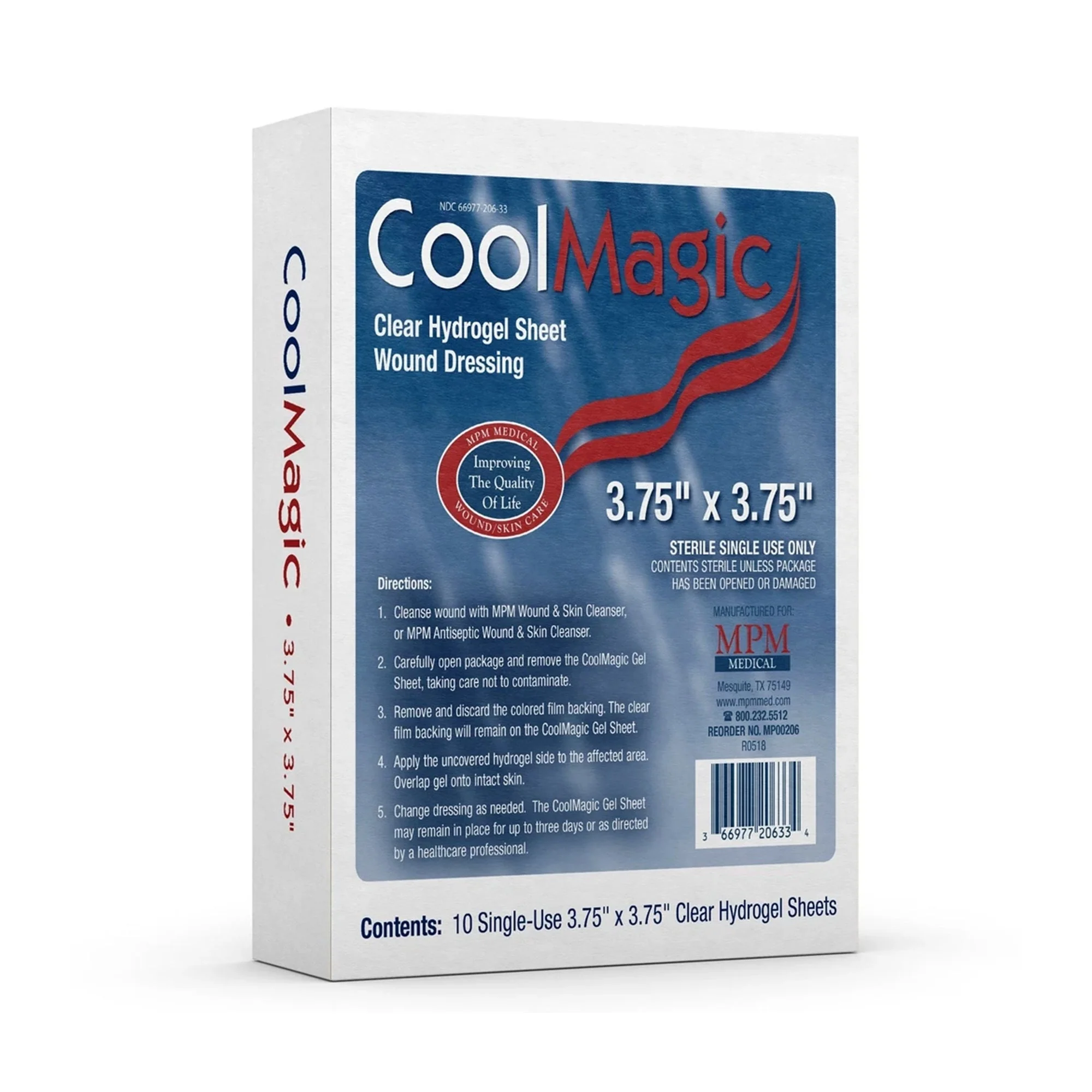 Hydrogel Wound Dressing CoolMagic Sheet 3-3/4 X 3-3/4 Inch Sterile