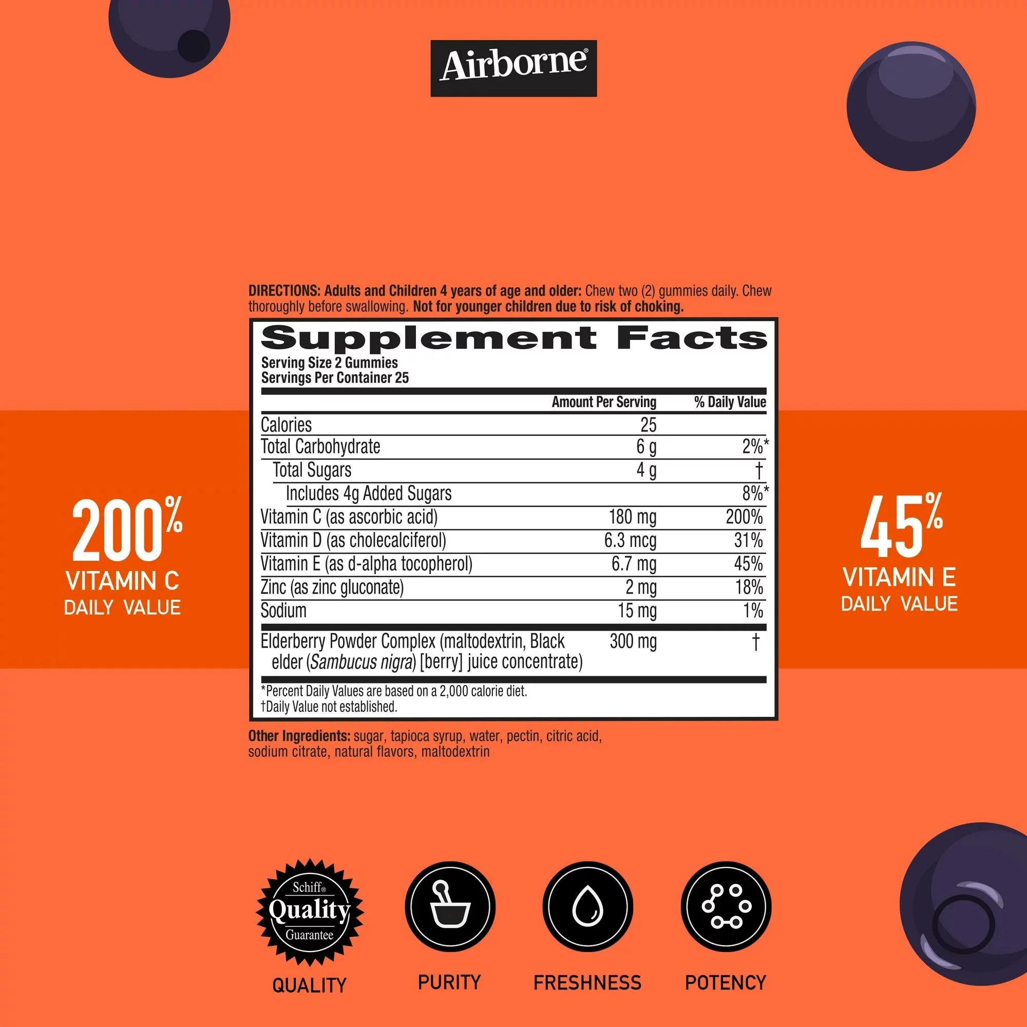 RB Health US LLC Airborne Immune Support Supplement Gummies Elderberry - Image 2