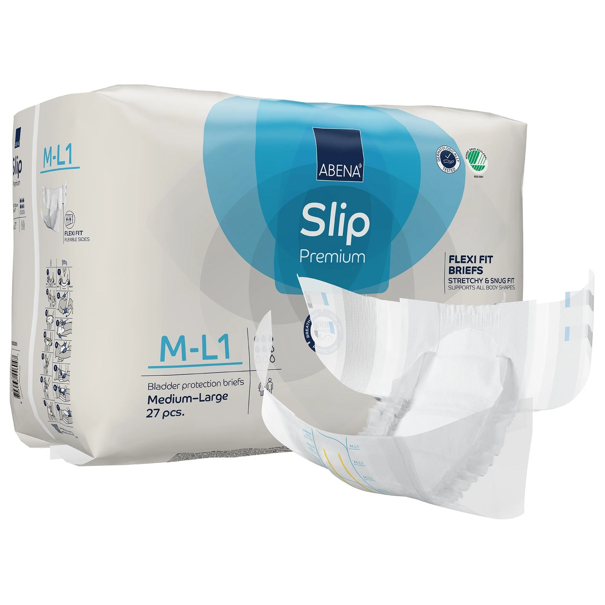 Abena North America Abena Slip Premium Flexi Fit Incontinence Briefs, M-L1 (108/CS)