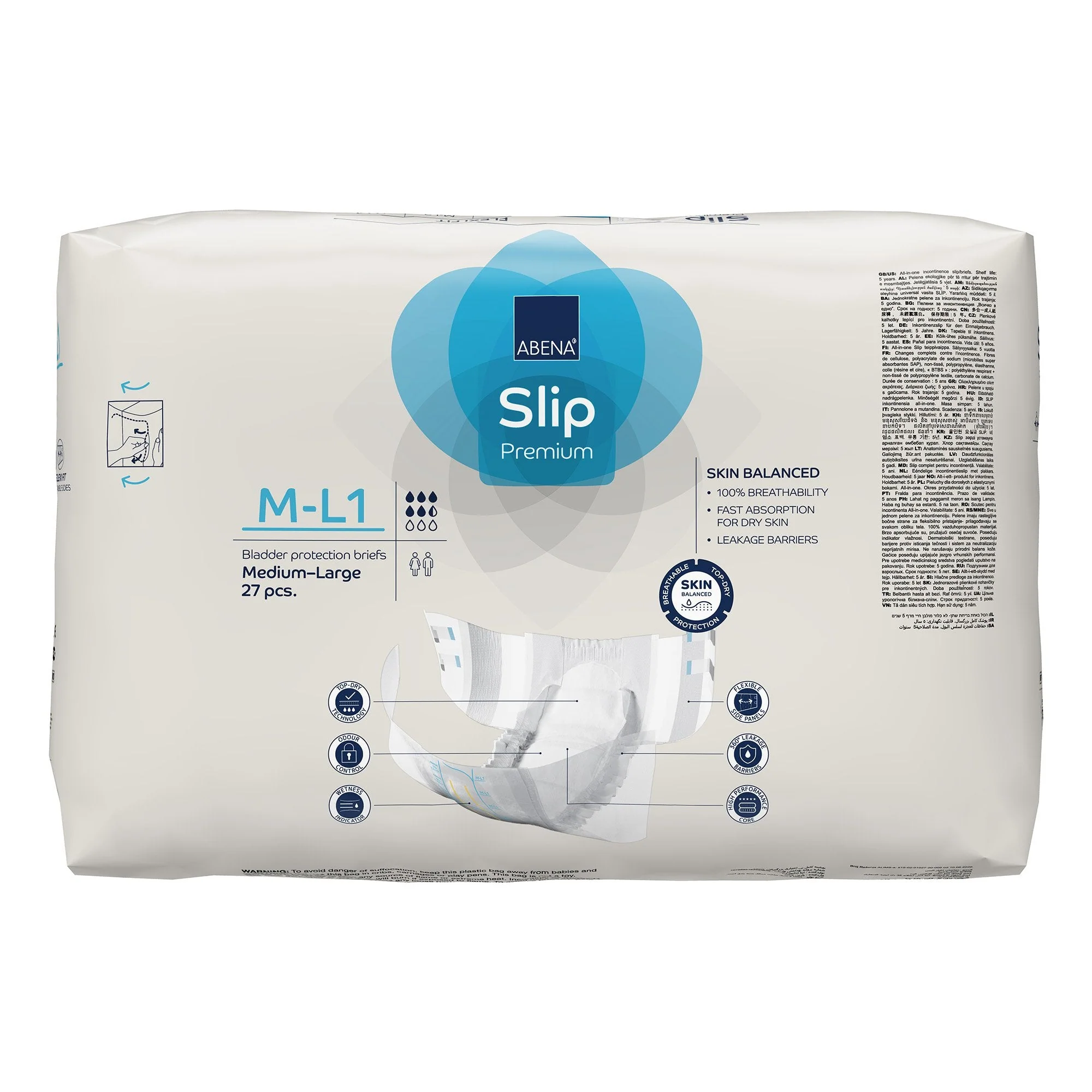 Abena North America Abena Slip Premium Flexi Fit Incontinence Briefs, M-L1 (108/CS) - Image 4