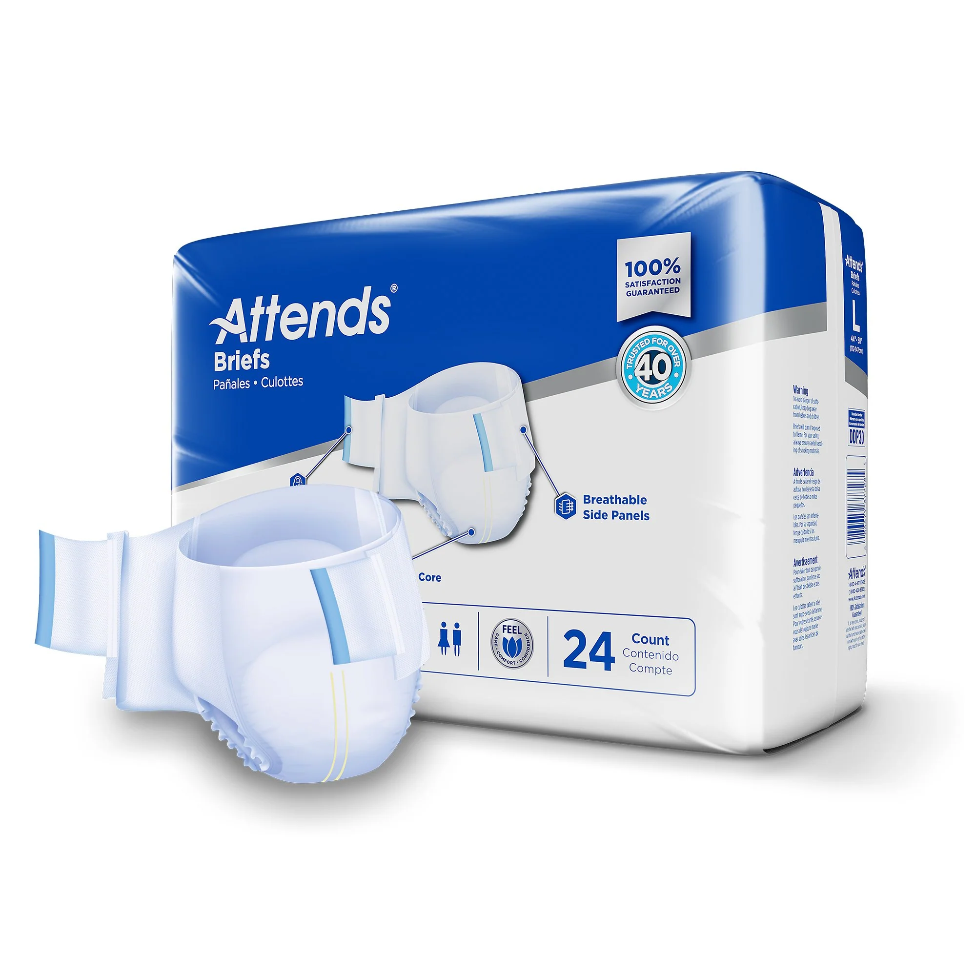 Attends Healthcare Products Attends Extra Heavy Absorbency Briefs, Large (72/CS) - Image 2