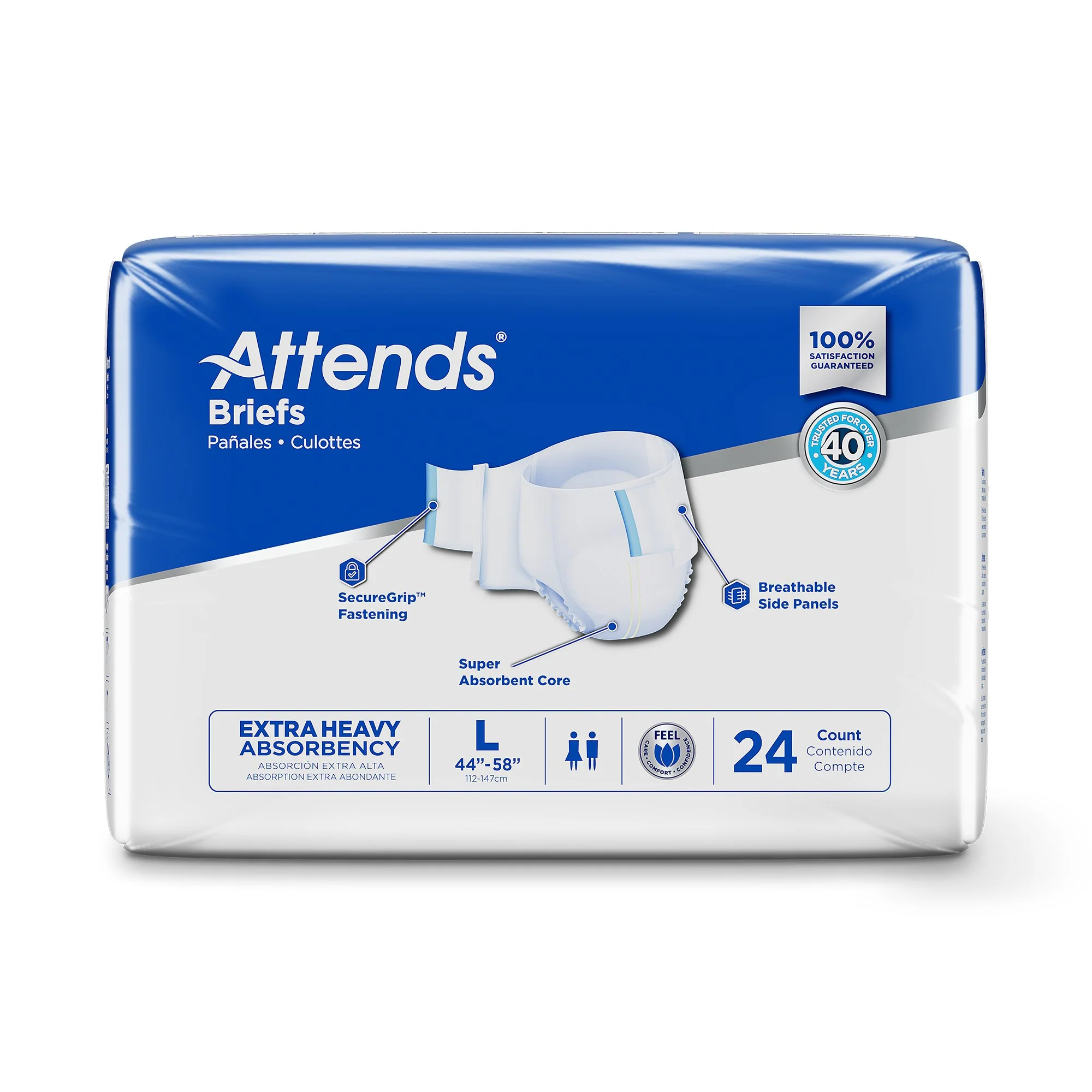 Attends Healthcare Products Attends Extra Heavy Absorbency Briefs, Large (72/CS) - Image 3