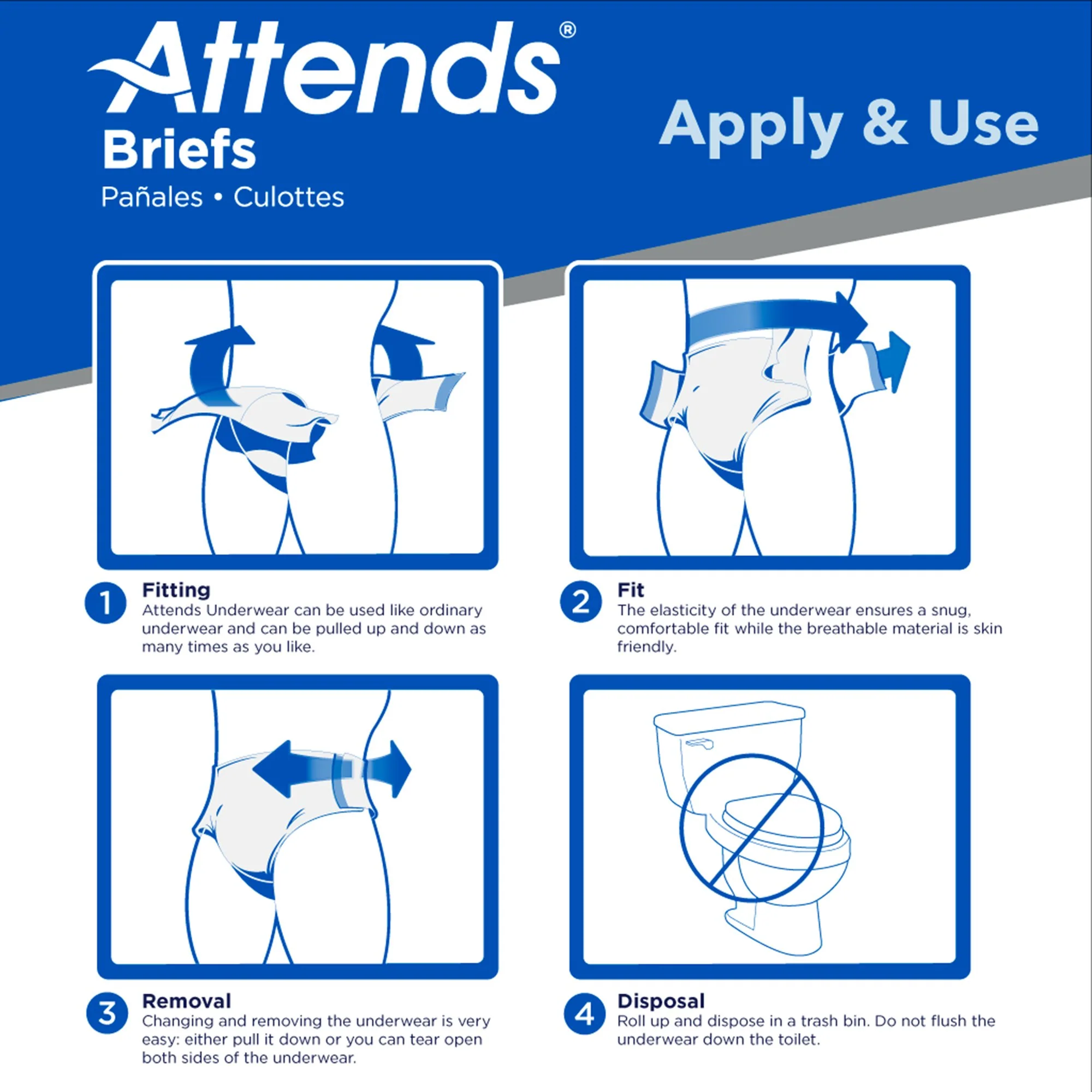 Attends Healthcare Products Attends Extra Heavy Absorbency Briefs, Large (72/CS) - Image 6
