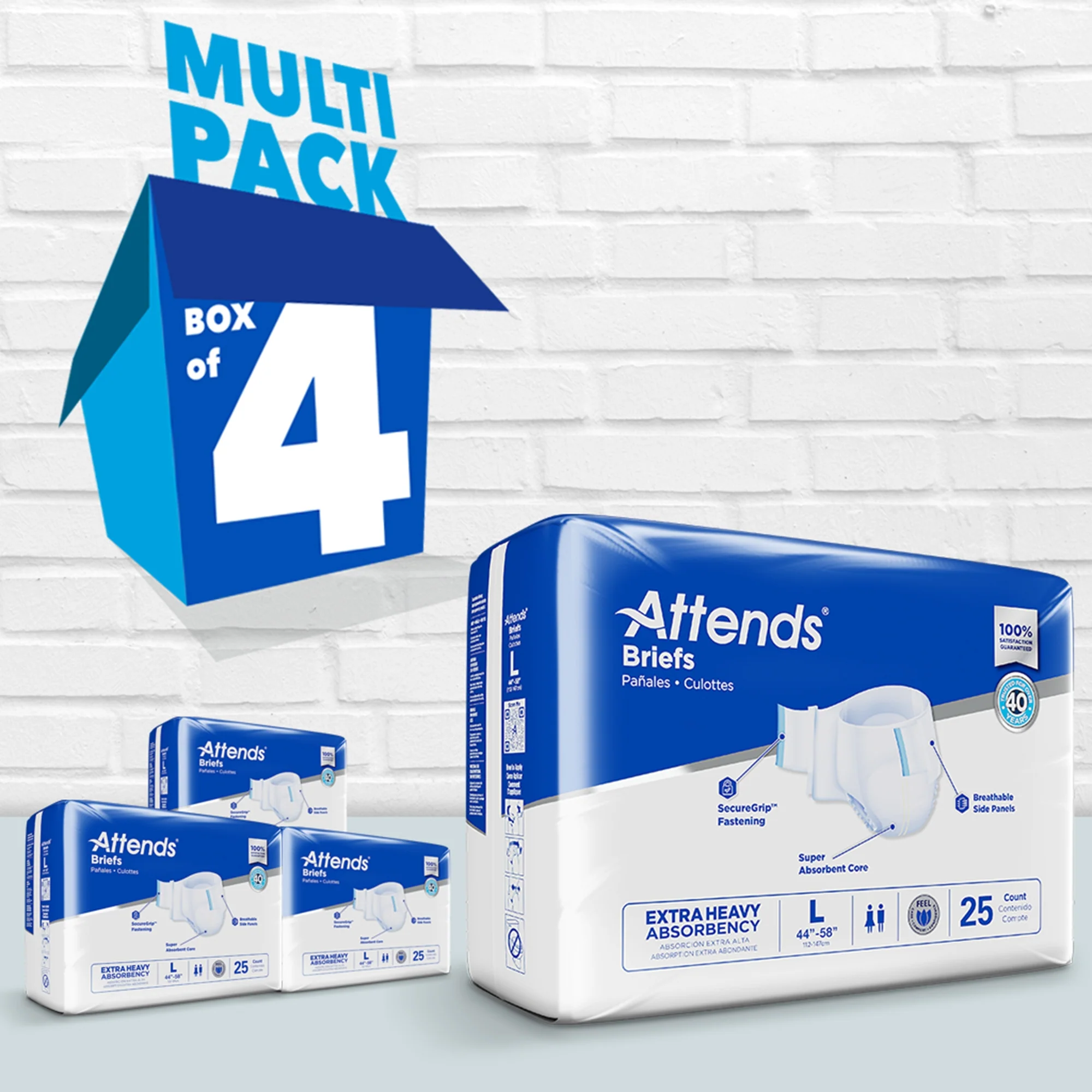 Attends Healthcare Products Attends Extra Heavy Absorbency Briefs, Large (100/CS) - Image 4