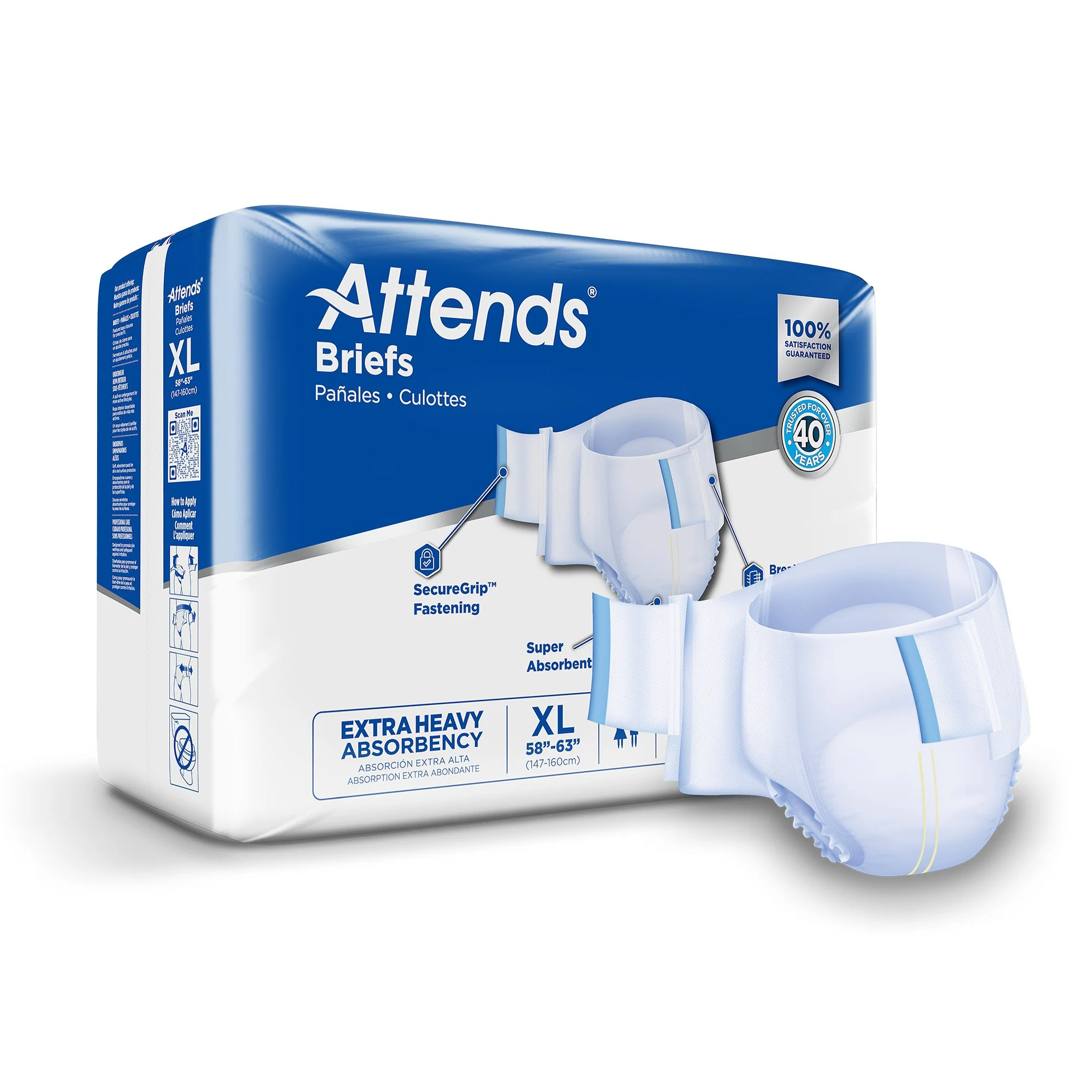 Attends Healthcare Products Attends Extra Heavy Absorbency Briefs, Extra Large (60/CS)