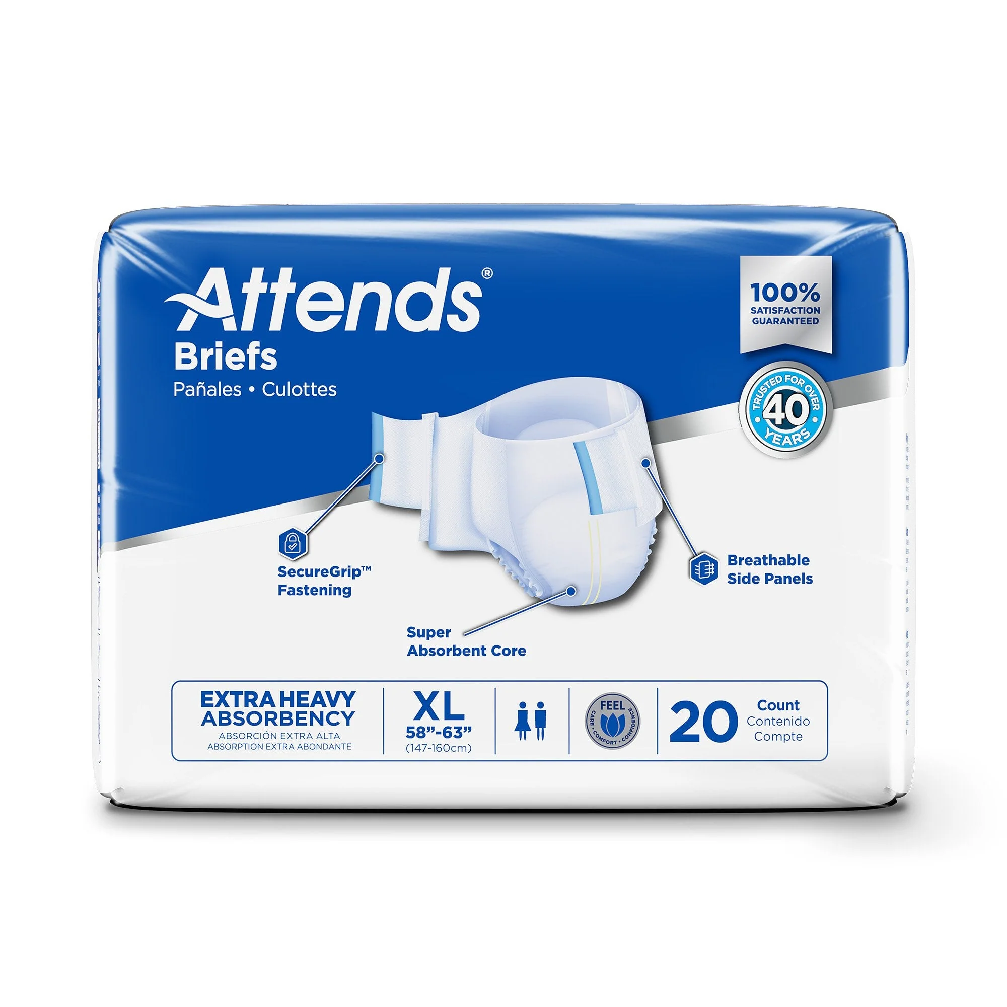 Attends Healthcare Products Attends Extra Heavy Absorbency Briefs, Extra Large (60/CS) - Image 3