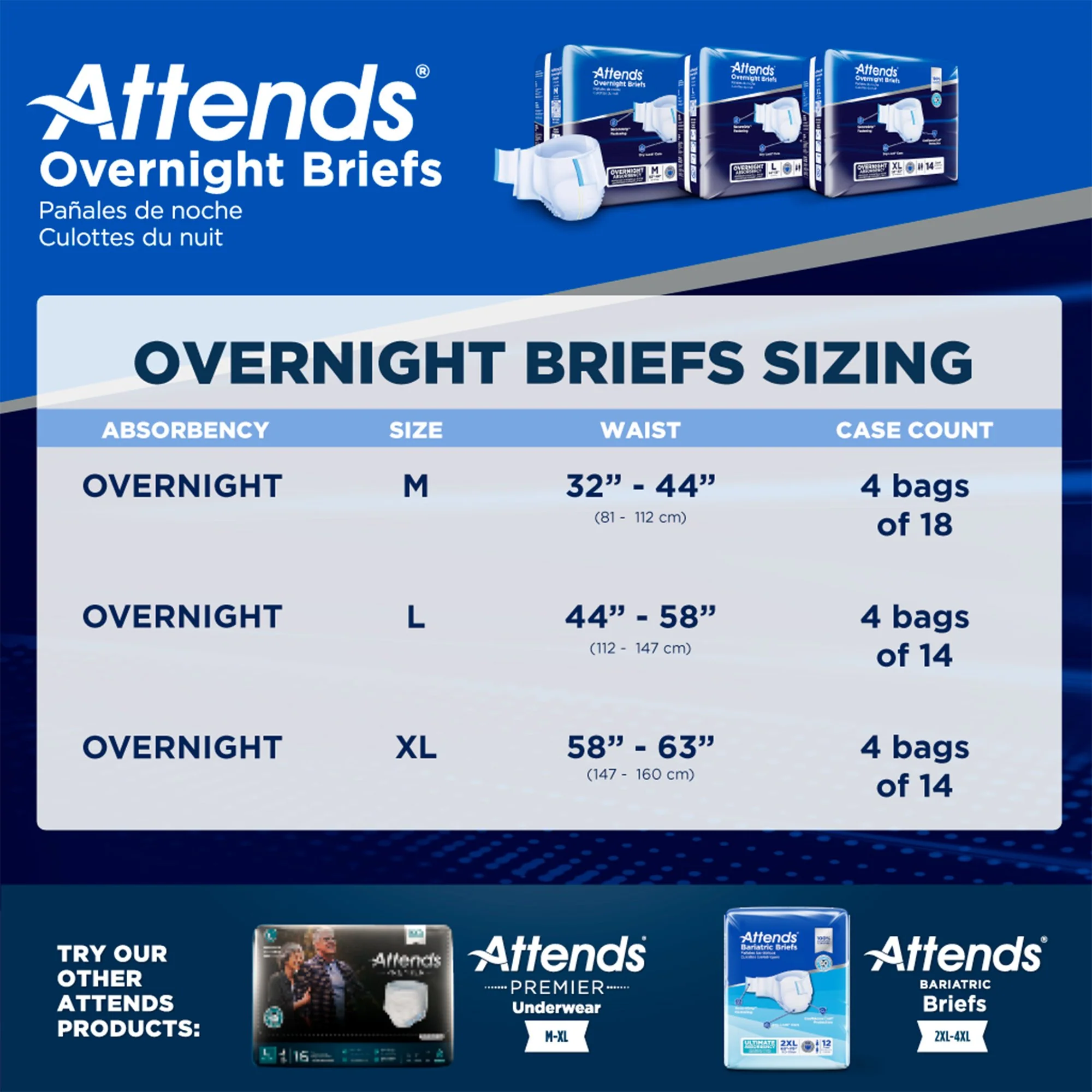 Attends Healthcare Products Attends Briefs with Overnight Protection, Large (56/CS) - Image 5