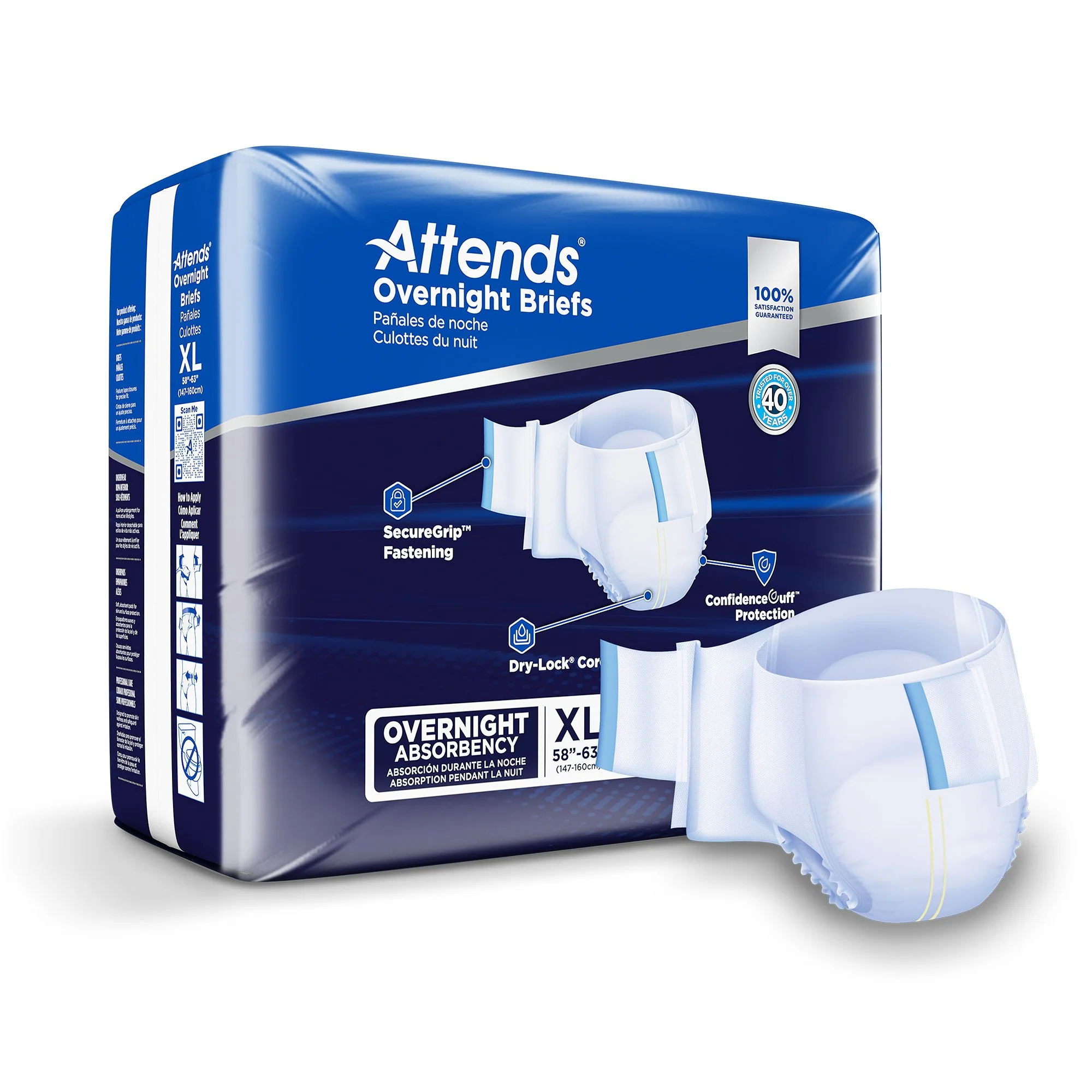 Attends Healthcare Products Attends Briefs with Overnight Protection, X-Large (56/CS)
