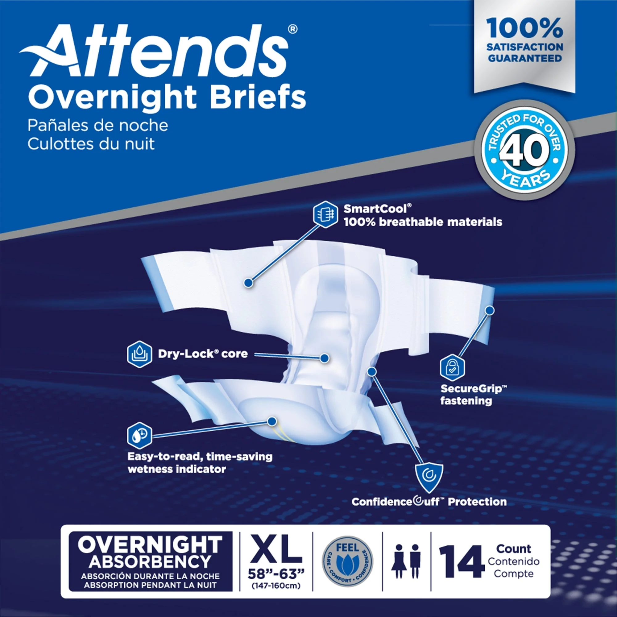 Attends Healthcare Products Attends Briefs with Overnight Protection, X-Large (56/CS) - Image 7
