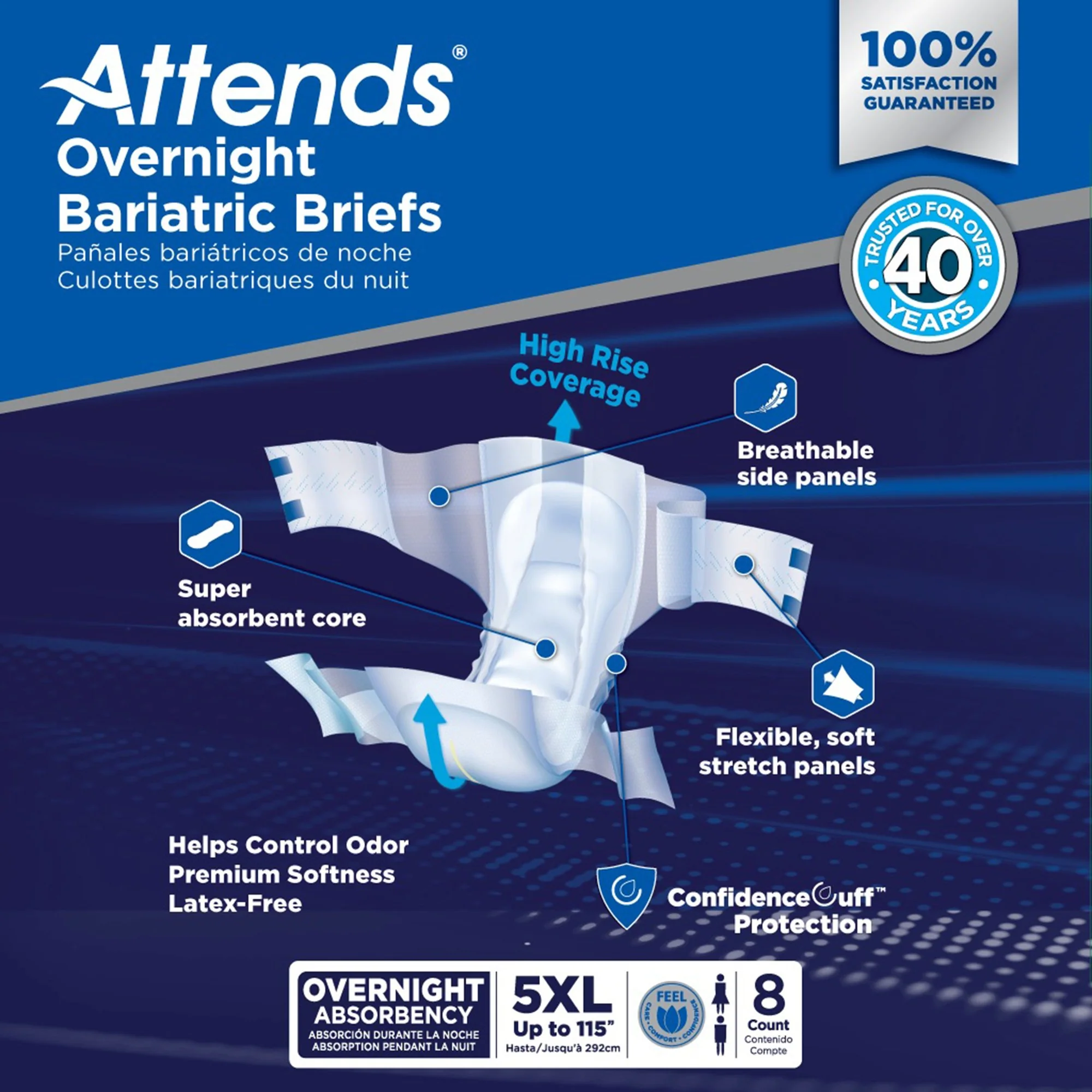 Attends Healthcare Products Attends Overnight Bariatric Briefs, 5X-Large (32/CS) - Image 4