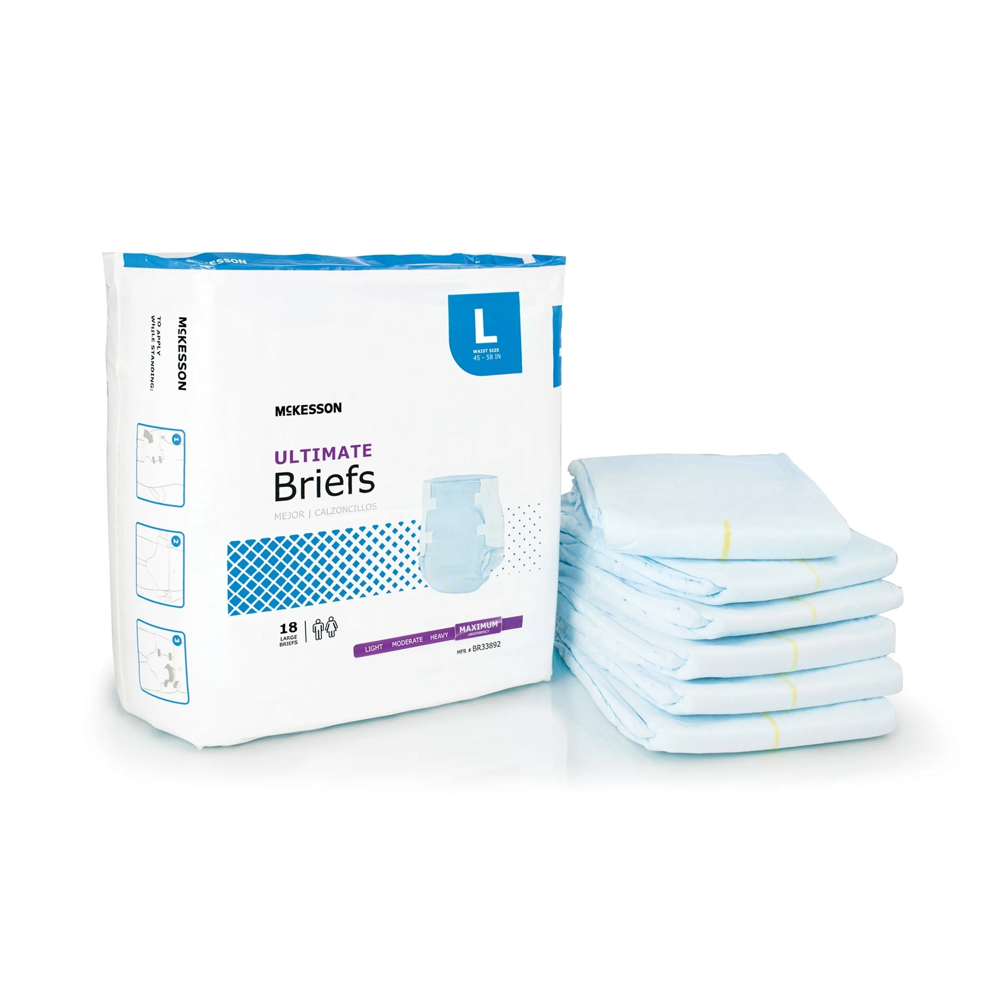 McKesson Brand McKesson Ultimate Heavy Absorbency Incontinence Brief, Large (72/CS) - Image 5