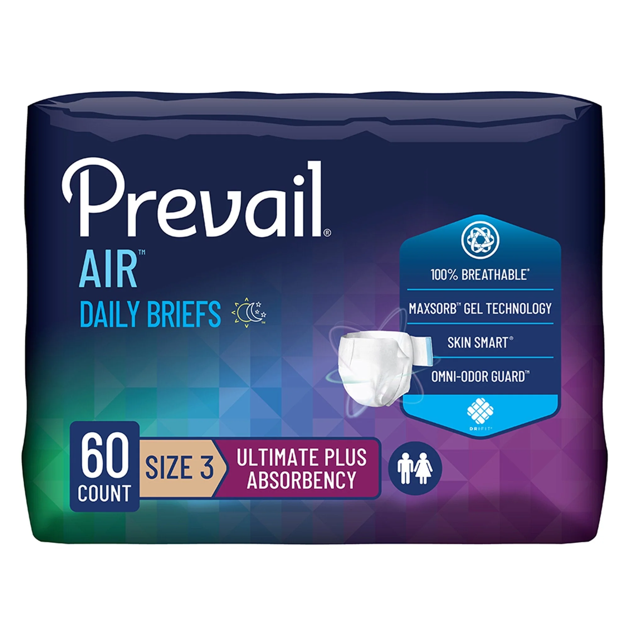 First Quality Products LLC Prevail Air Stretchable Ultimate Plus Absorbency Briefs, Size 3 (60/CS) - Image 2
