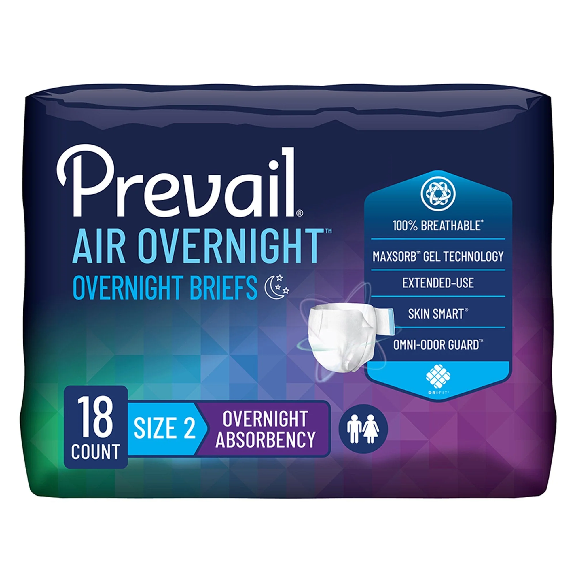 First Quality Products LLC Prevail Air Overnight Briefs Overnight Absorbency, Size 2 (72/CS)