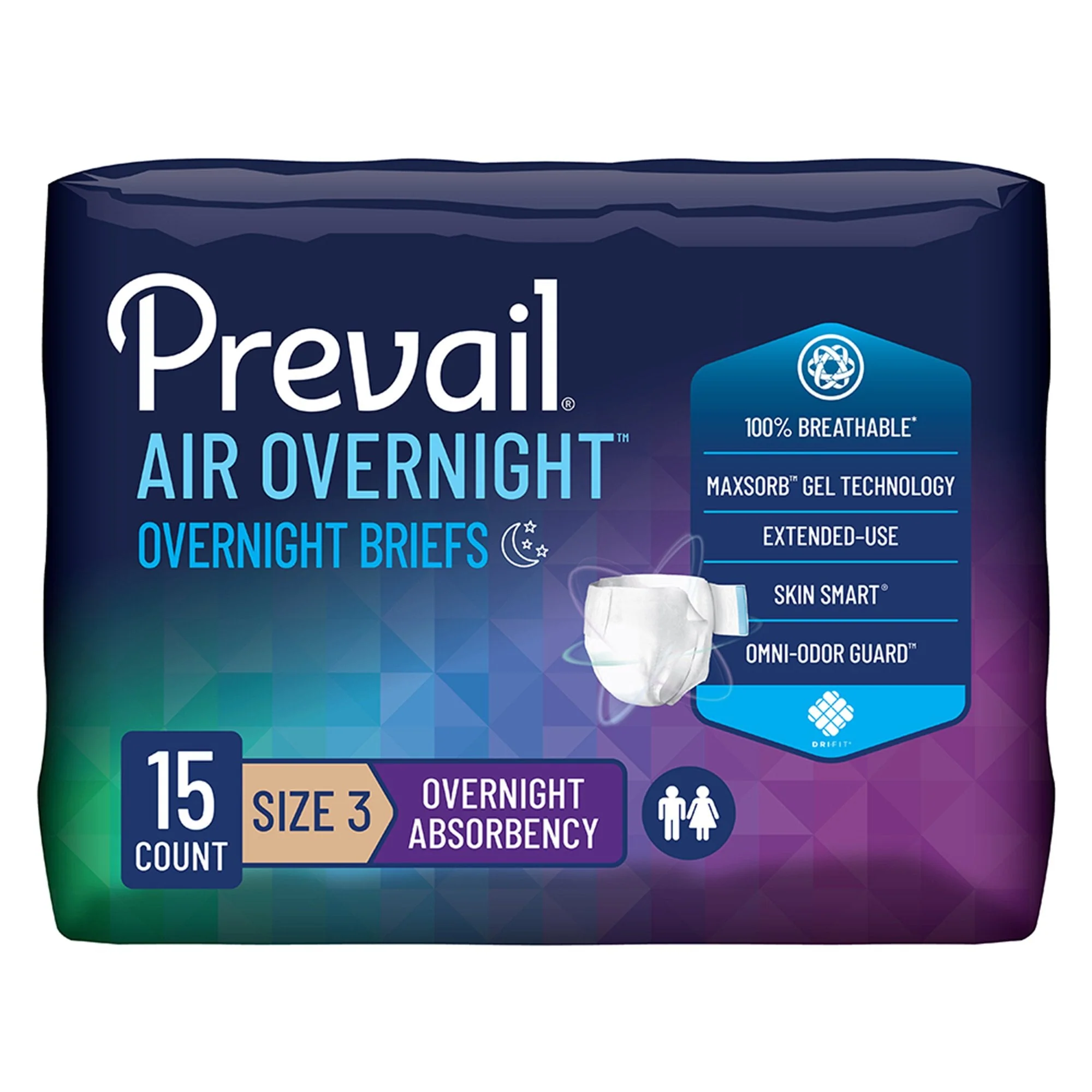 First Quality Products LLC Prevail Air Overnight Briefs Overnight Absorbency, Size 3 (60/CS)