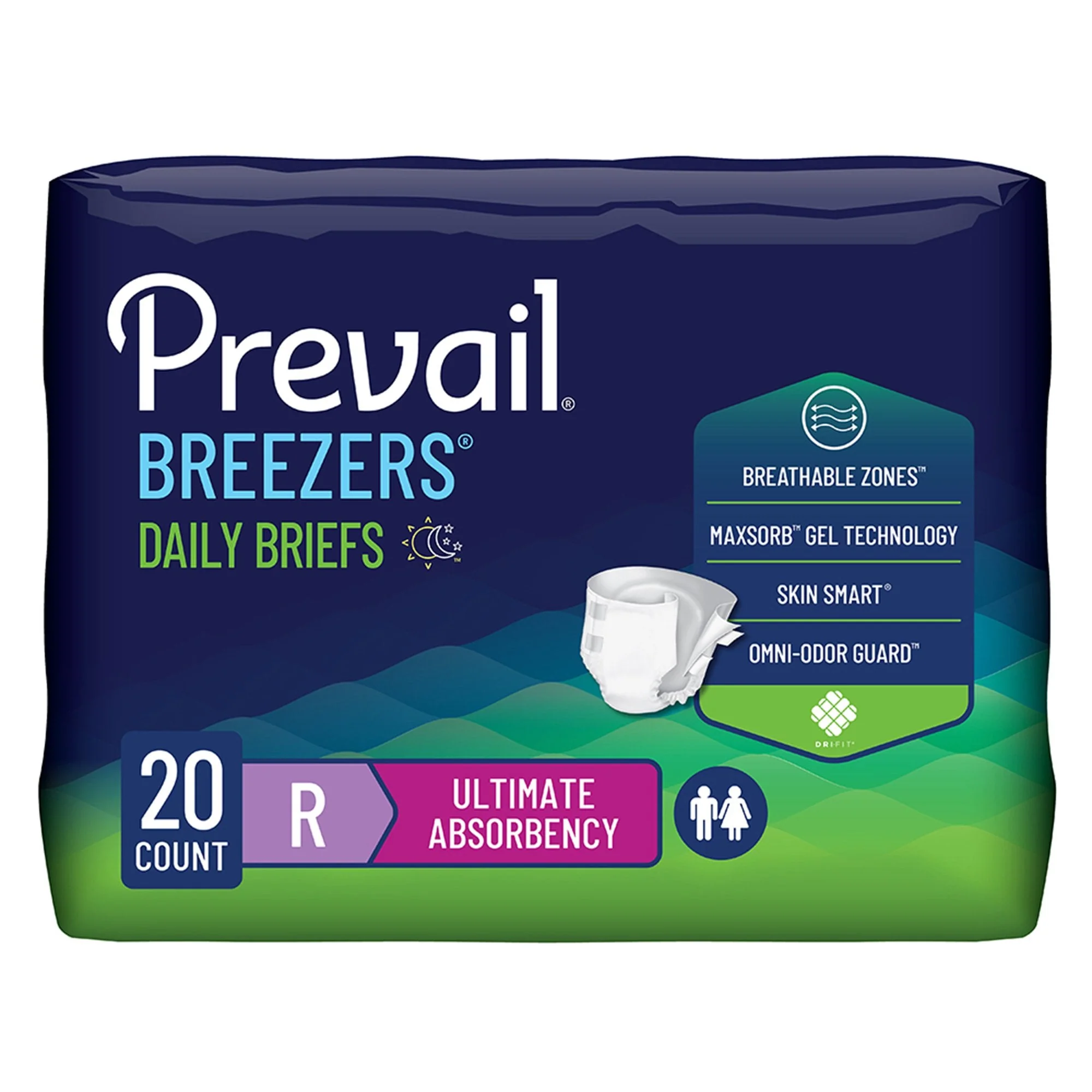 First Quality Products LLC Prevail Breezers Ultimate Absorbency Incontinence Briefs, Regular (80/CS)