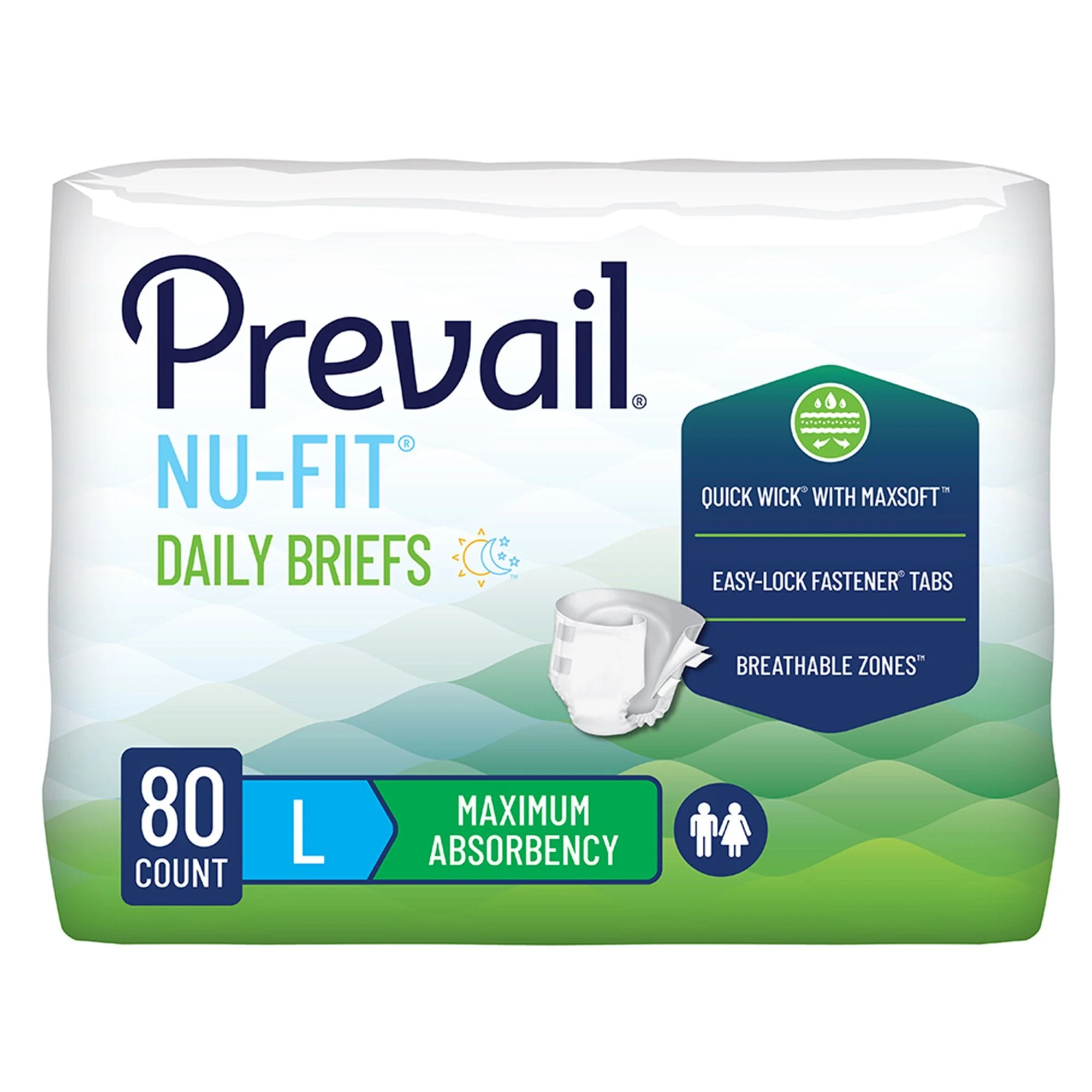 First Quality Products LLC Prevail Nu-Fit Daily Briefs, Maximum Absorbency, Large (80/CS) - Image 2