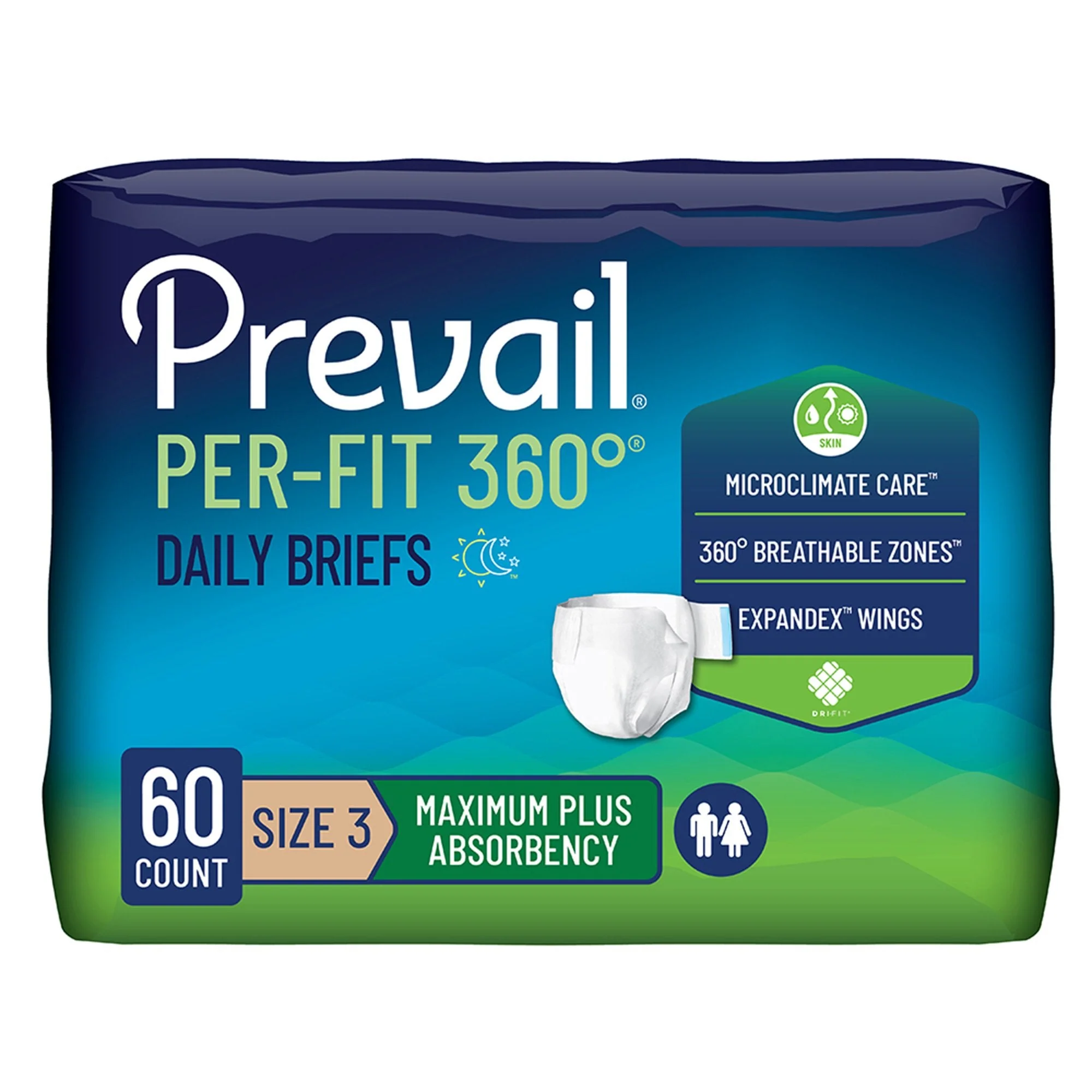 First Quality Products LLC Prevail Per-Fit 360° Daily Briefs, Maximum Plus, Size 3 (60/CS) - Image 2