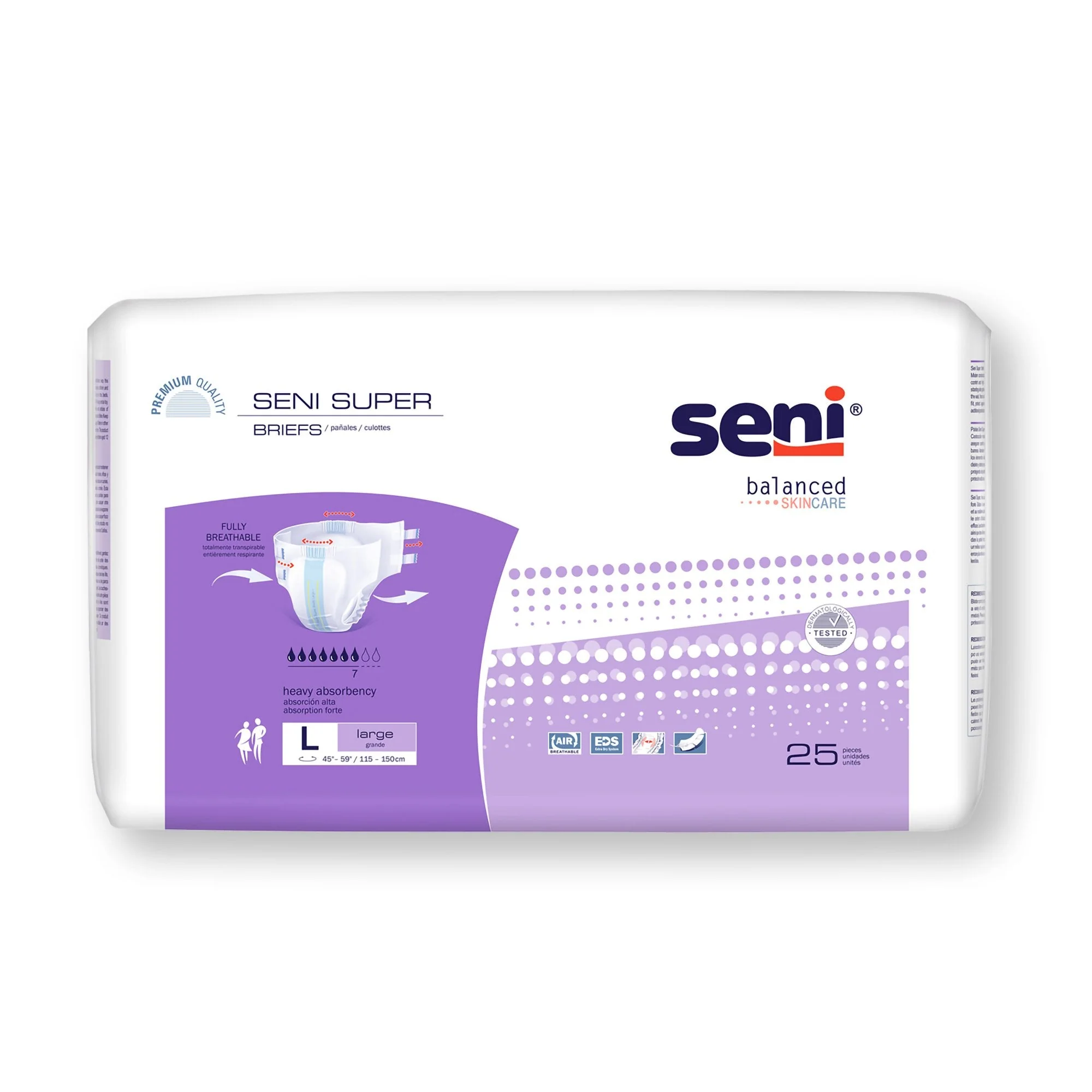 TZMO USA Inc Seni Super Heavy Absorbency Incontinence Brief, Large (75/CS)