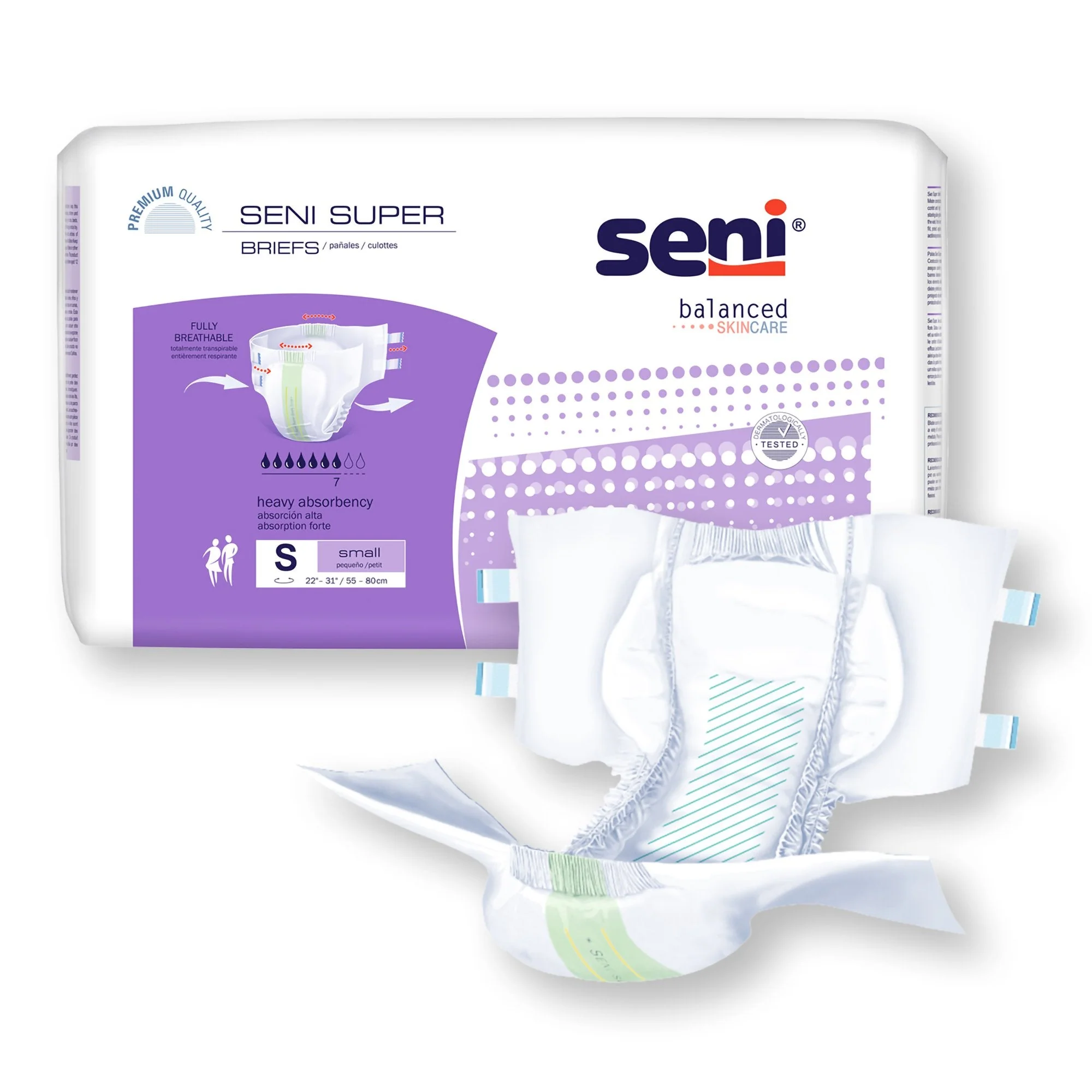 TZMO USA Inc Seni Super Heavy Absorbency Incontinence Brief, Small (75/CS) - Image 4