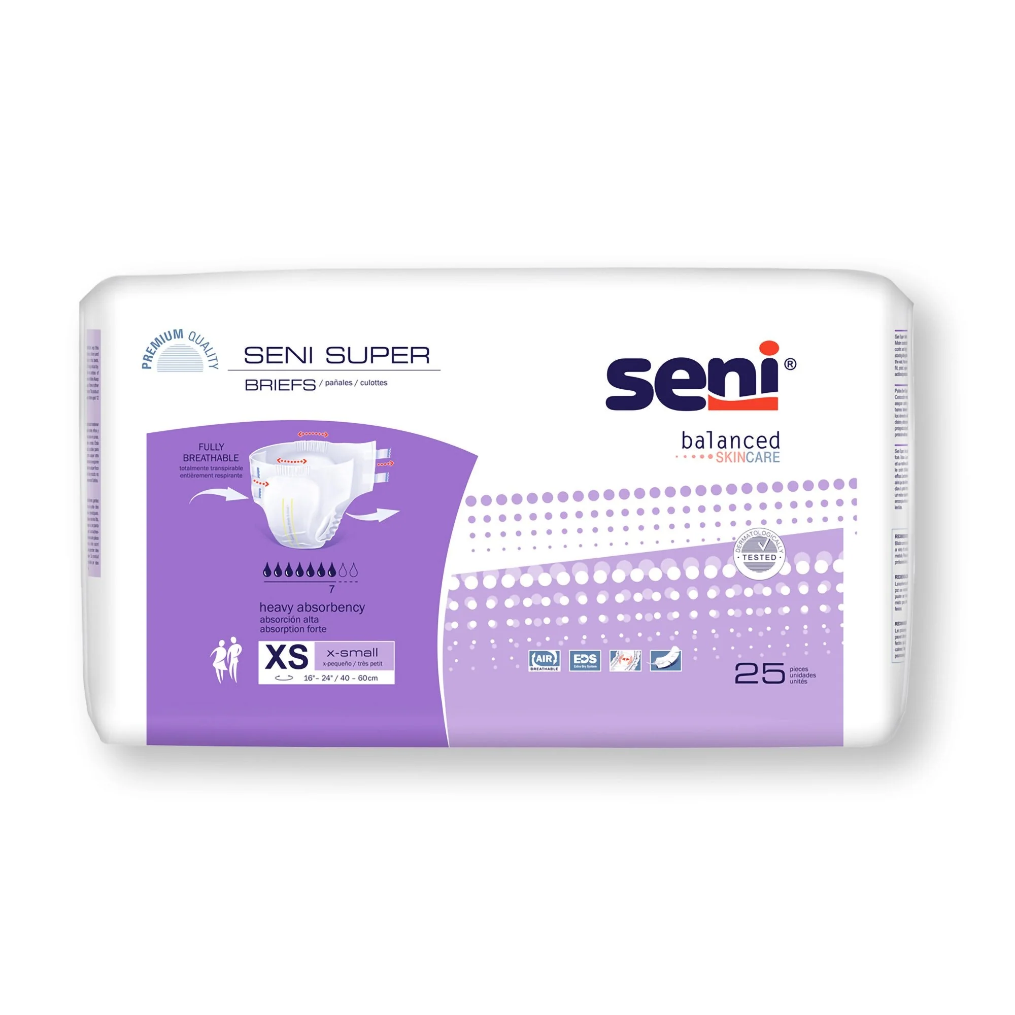 TZMO USA Inc Seni Super Heavy Absorbency Incontinence Brief, Extra Small (75/CS)