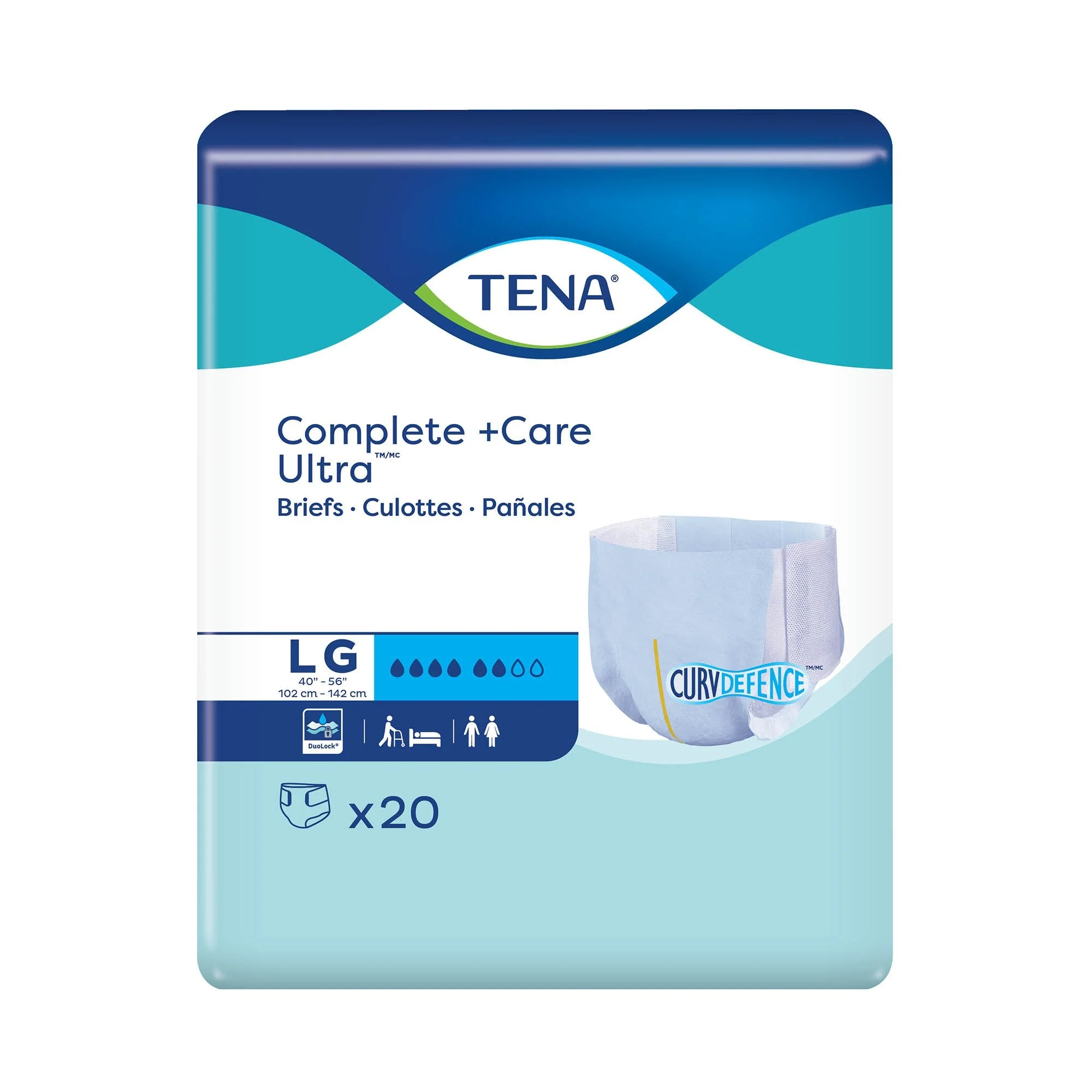 Essity HMS North America Inc TENA Complete +Care Ultra Briefs with CurvDefence, Large (80/CS)