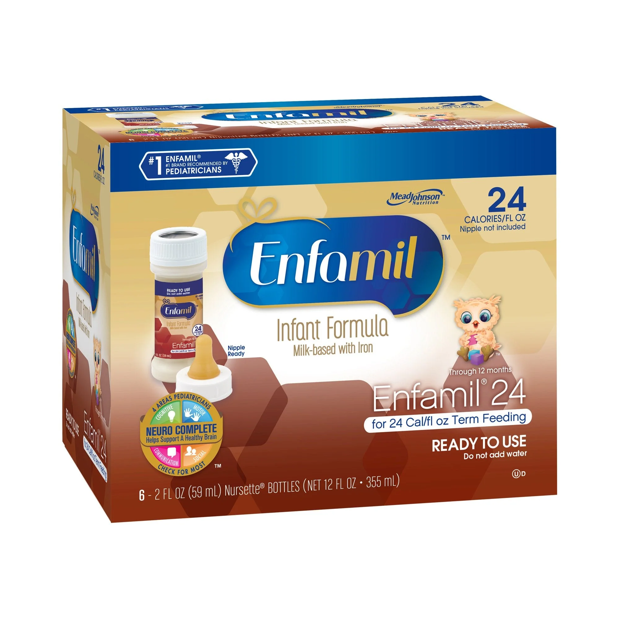 Mead Johnson Enfamil 24 Ready to Use Infant Formula, 2-ounce bottle (48/CS)
