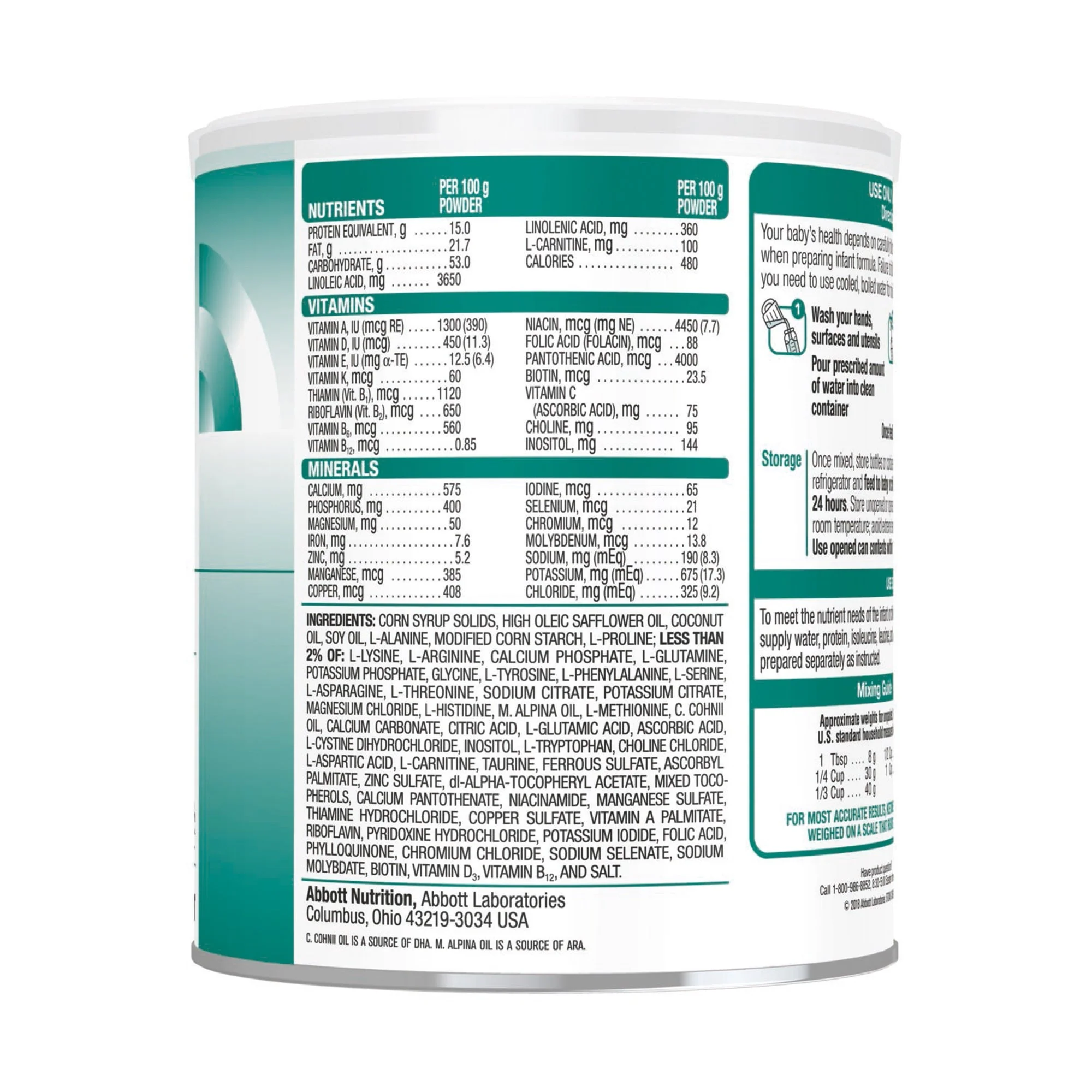 Abbott Nutrition Ketonex-1 Amino Acid-Modified Infant Formula With Iron, 14.1-ounce can (6/CS) - Image 2
