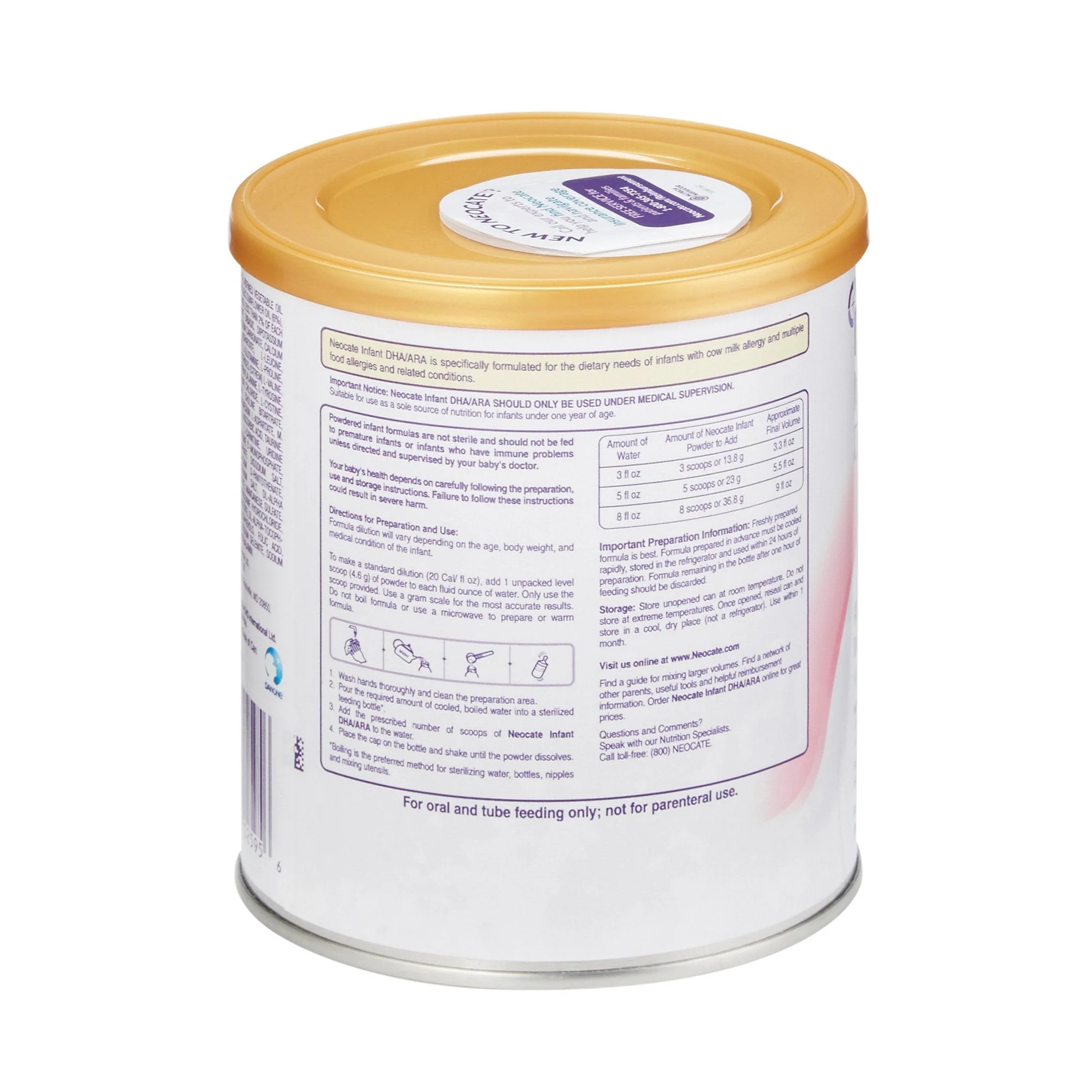 Nutricia North America Neocate DHA & ARA Infant Formula, 14.1-ounce Can (4/CS) - Image 2