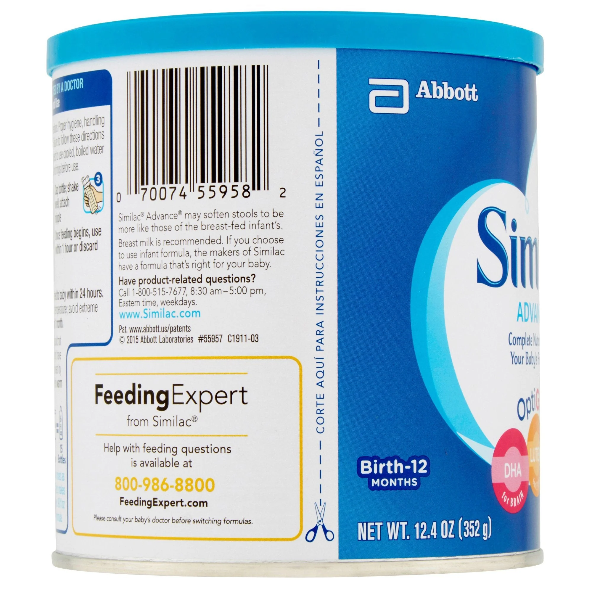 Abbott Nutrition Similac Advance 20 Infant Formula, Powder, 12.4-ounce can (6/CS) - Image 3